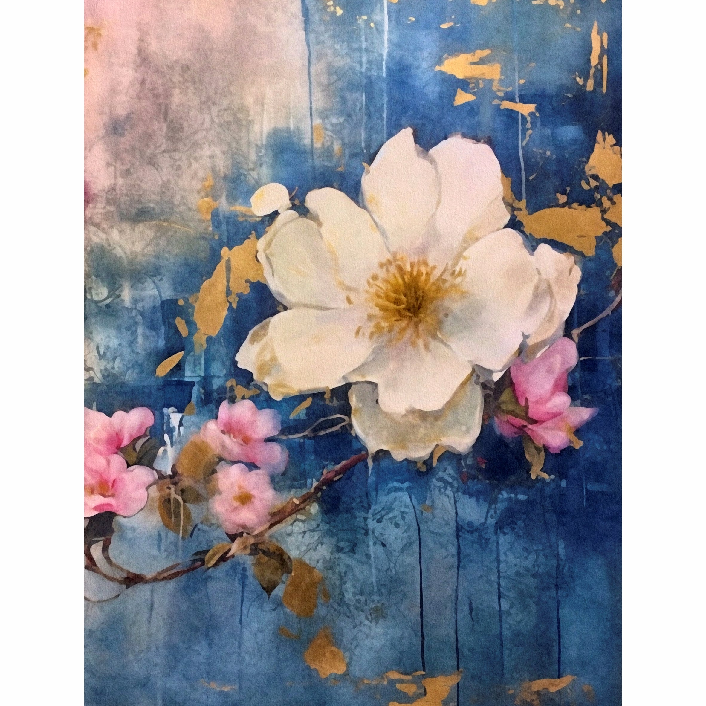 Distressed Birds Rice Paper- 6 Unique Printed Mulberry Paper Images 30gsm