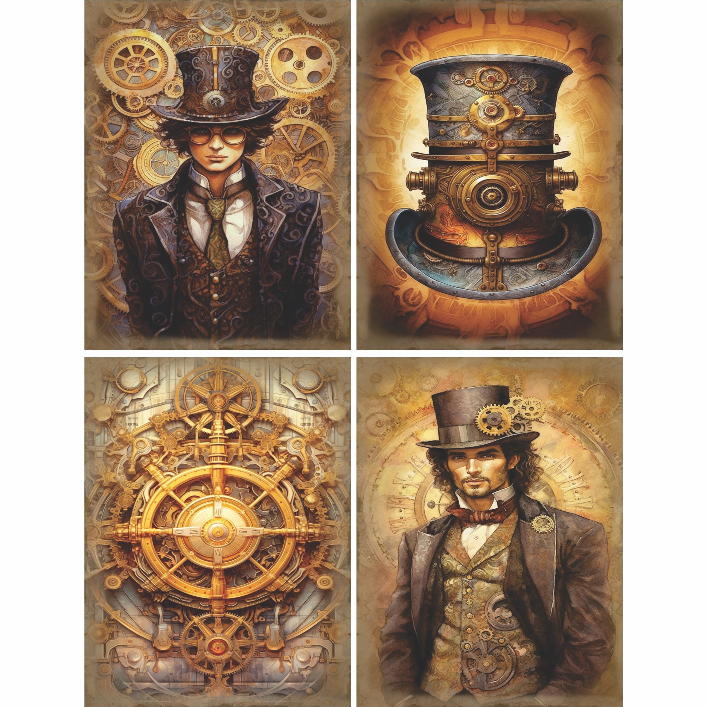 Steampunk Mulberry Rice Paper, 20.32 x 26.67 cm - for Decoupage Cards Crafts