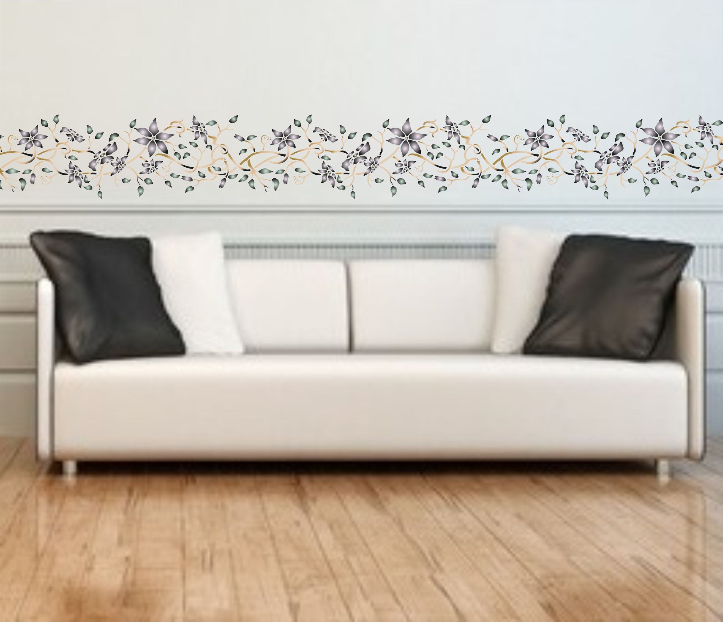 Clematis Stencil,52.07 x 16.51 cm - Classic Border Flower