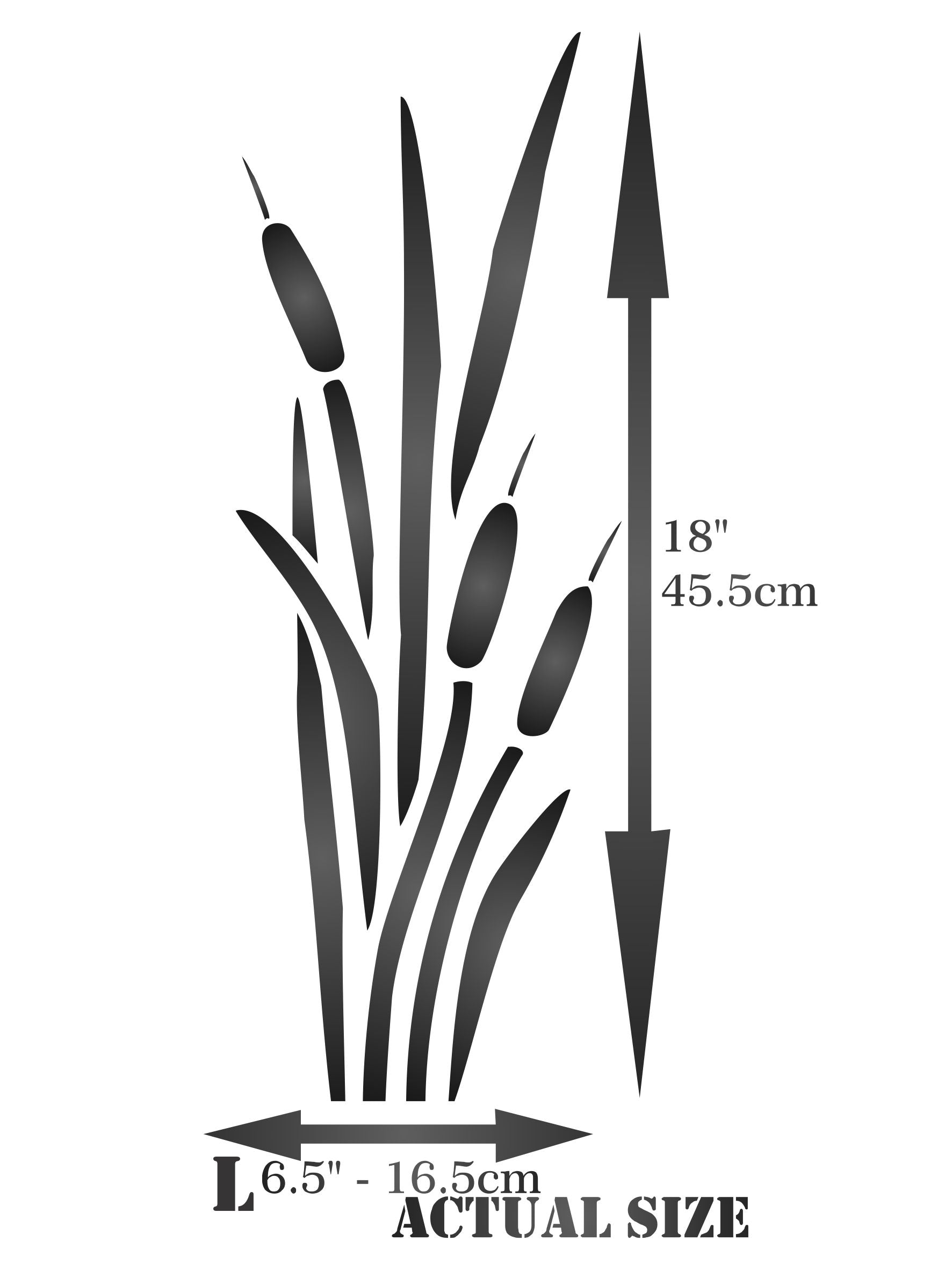 Cattails Stencil, 7.62 x 21.59 cm - Marsh Bulrush Sedge Decor