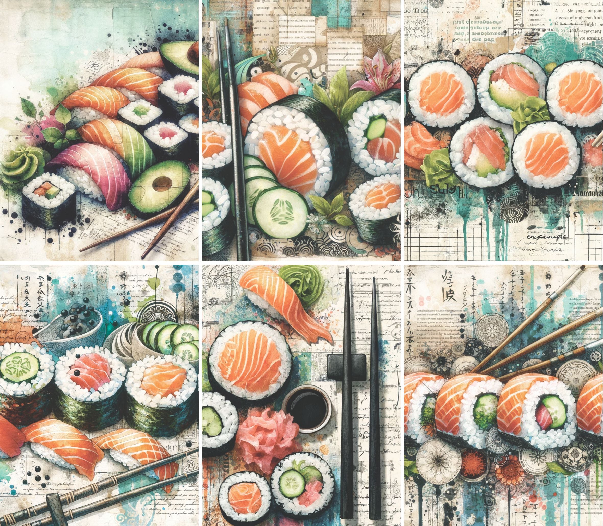Sushi Rice Paper, 20.32 x 26.67 cm - for Decoupage Scrapbooking Cards Crafts