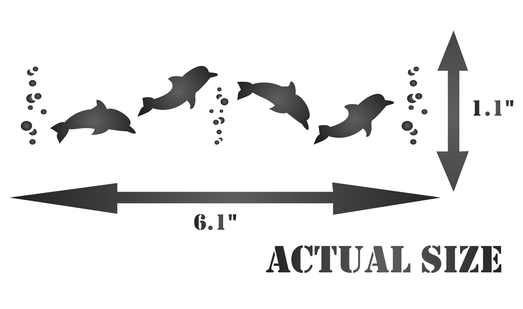 Dolphins, 16.51 x 3.18 cm- Sea Ocean Nautical Seashore Reef Border