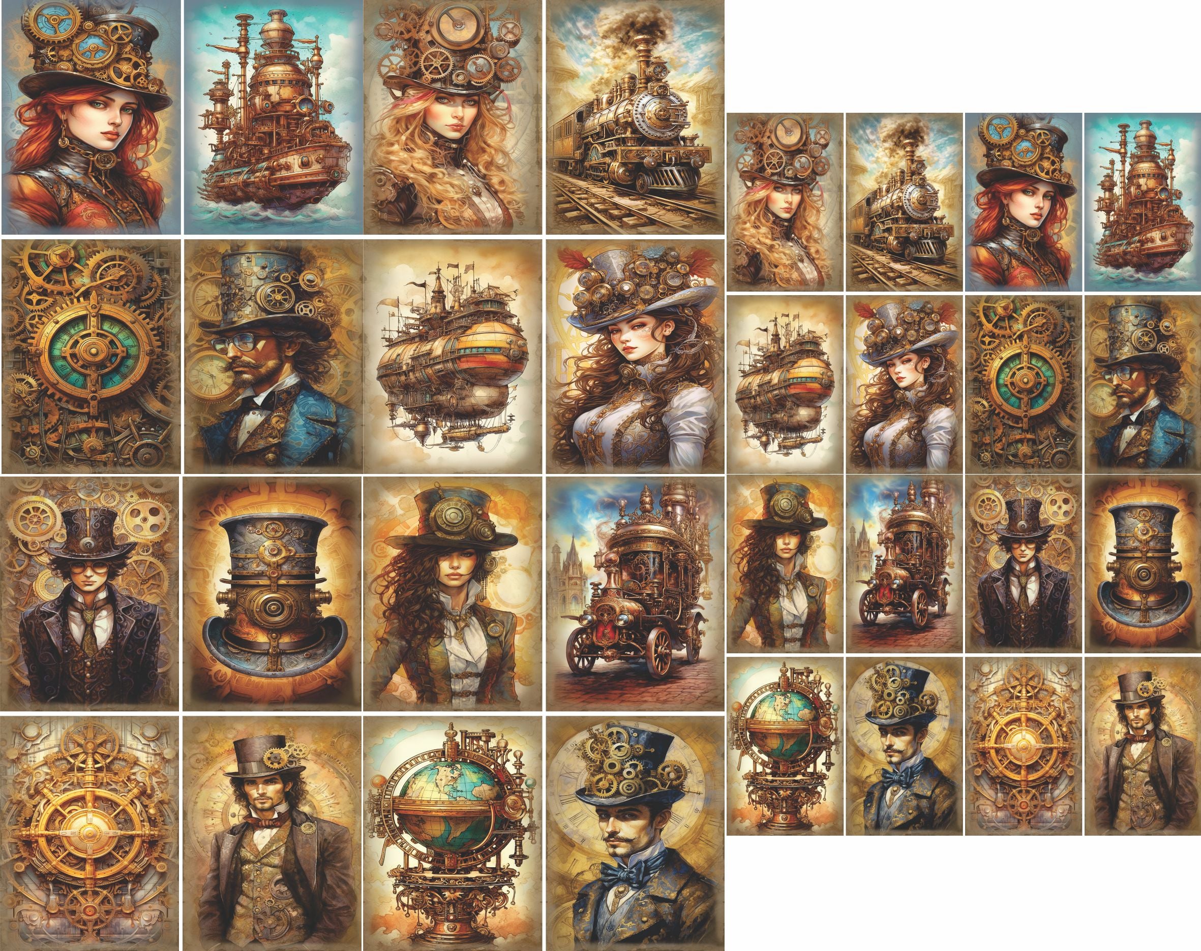 Steampunk Mulberry Rice Paper, 20.32 x 26.67 cm - for Decoupage Cards Crafts