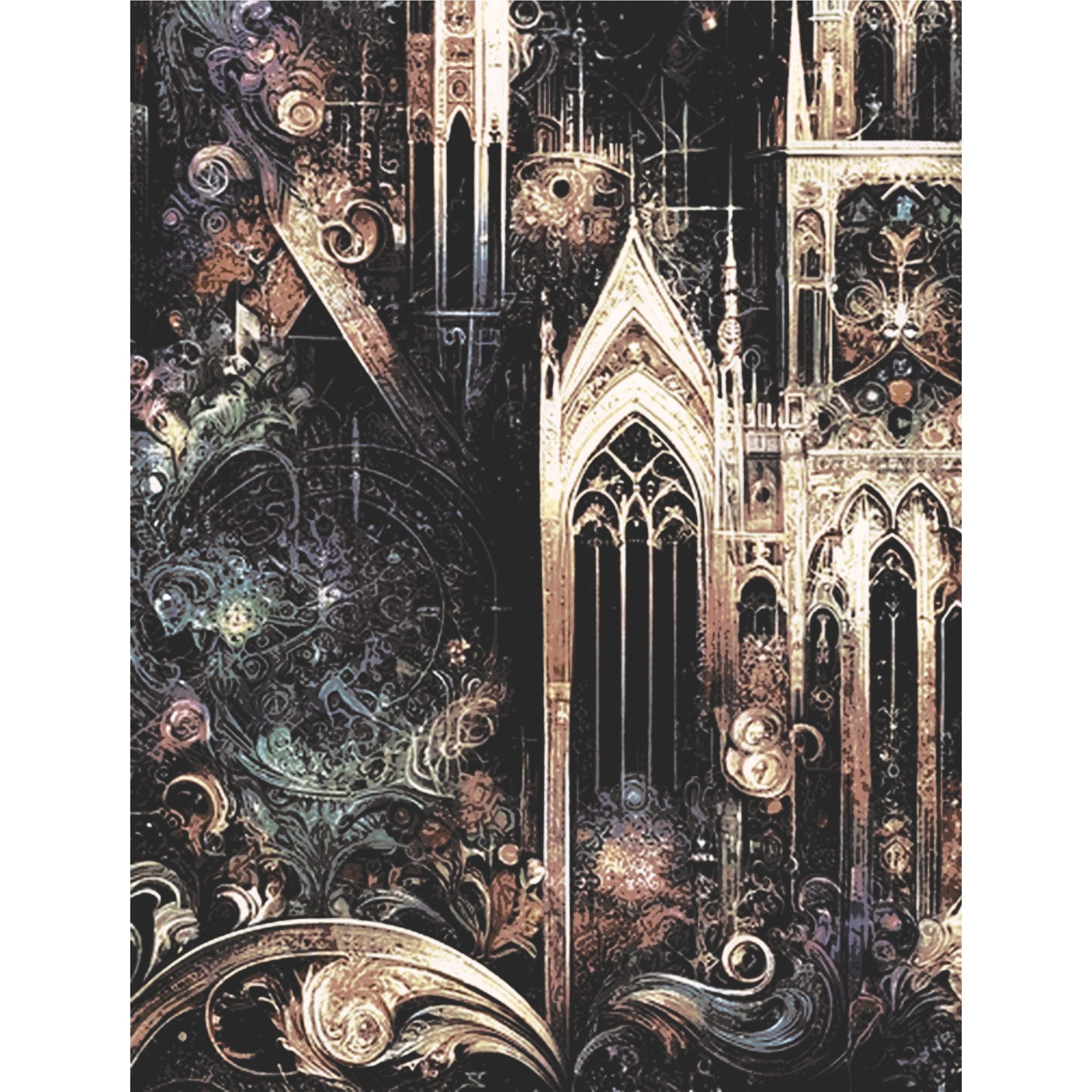 Gothic Spires Rice Paper, 20.32 x 26.67 cm - for Decoupage Scrapbooking Cards Crafts