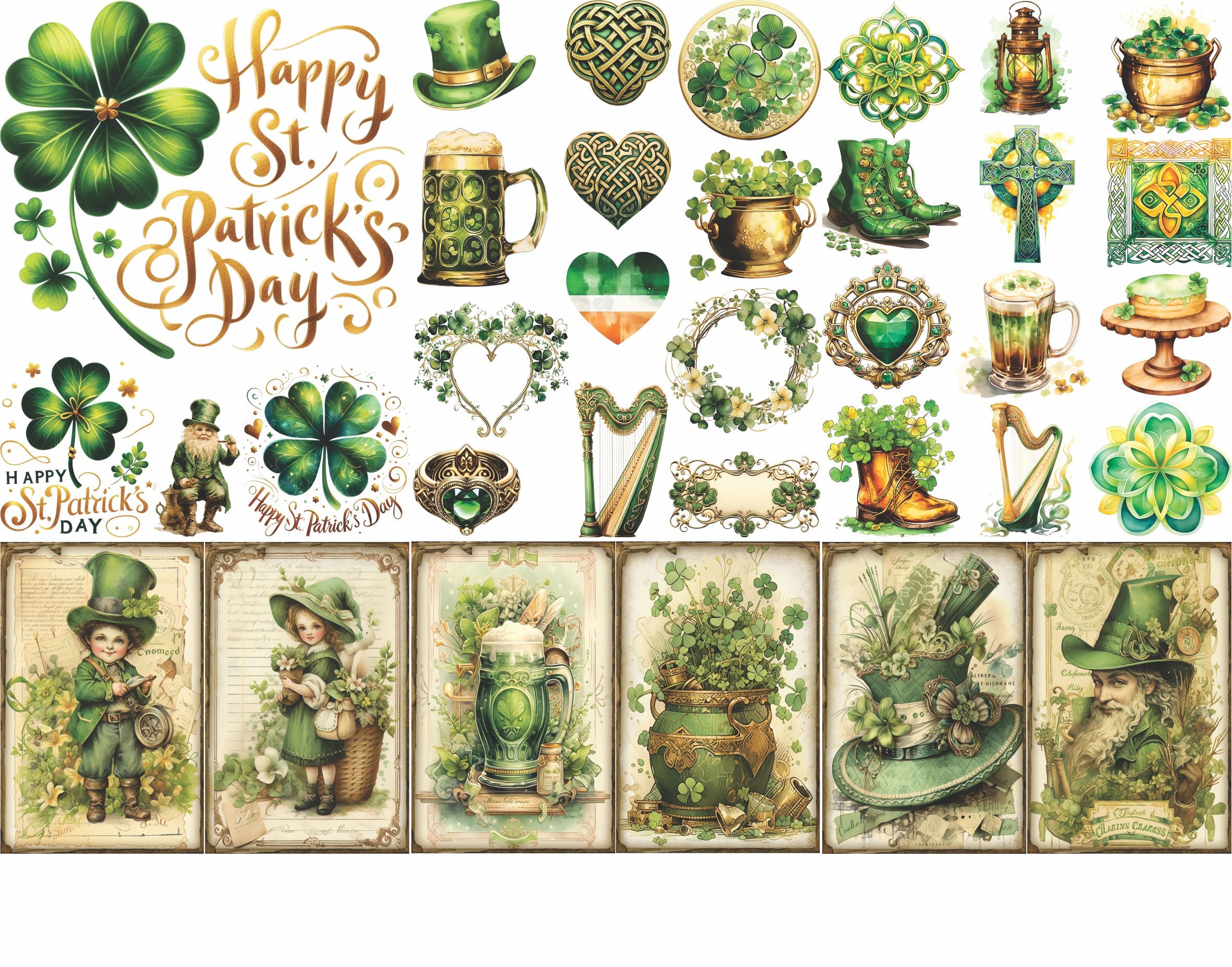 St Patricks Collection Rice Paper, 20.32 x 26.67 cm - for Decoupage Furniture Craft