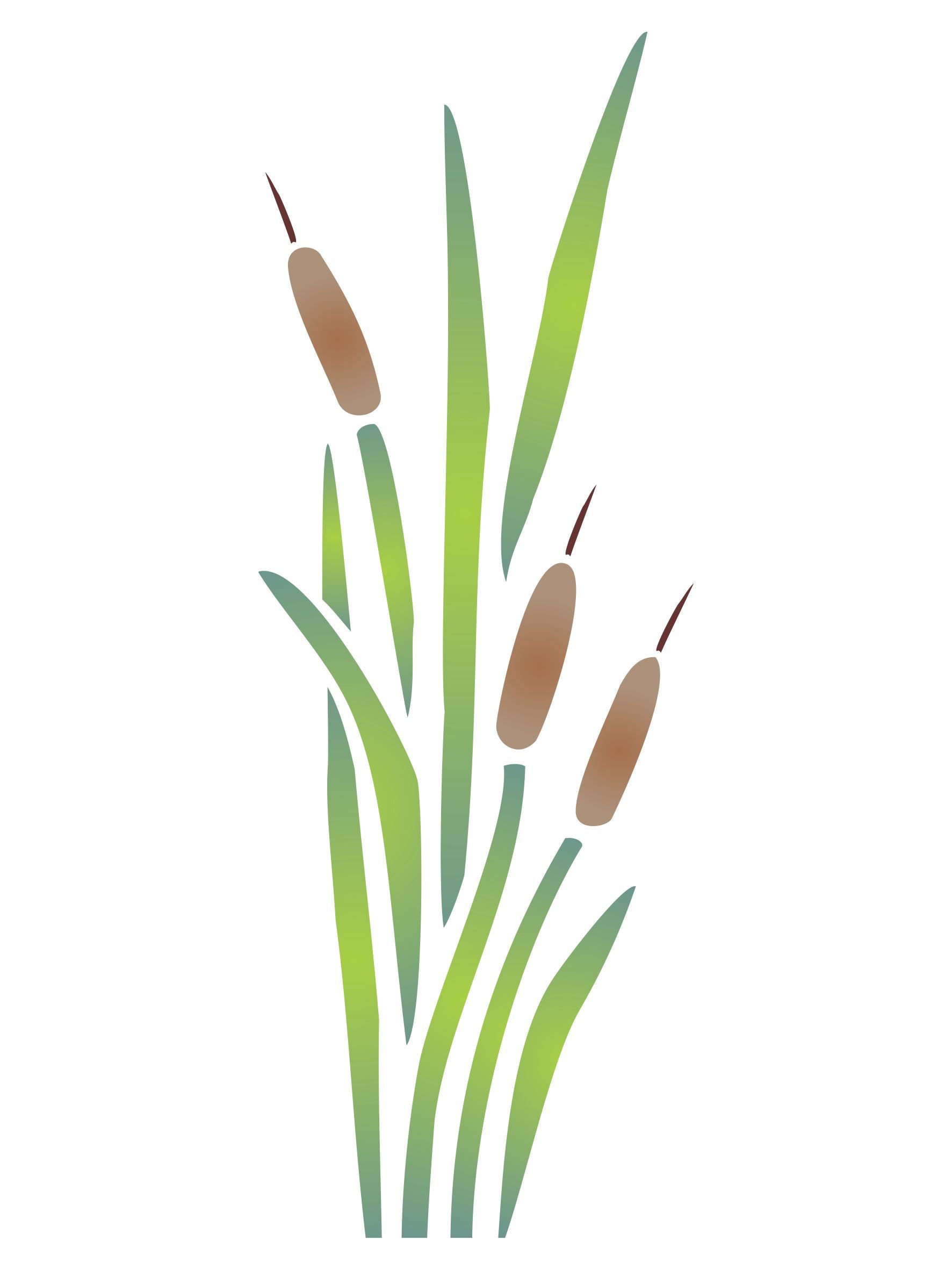 Cattails Stencil, 7.62 x 21.59 cm - Marsh Bulrush Sedge Decor