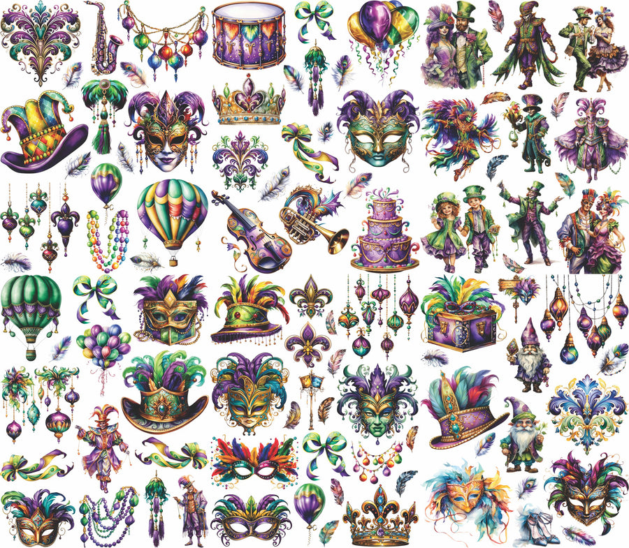 Mardi Gras Carnival Rice Paper, 20.32 x 26.67 cm – for Decoupage Cards Craft