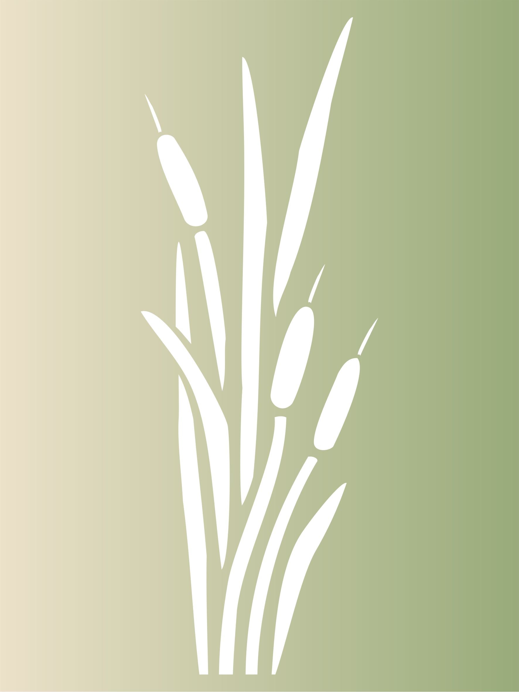 Cattails Stencil, 7.62 x 21.59 cm - Marsh Bulrush Sedge Decor