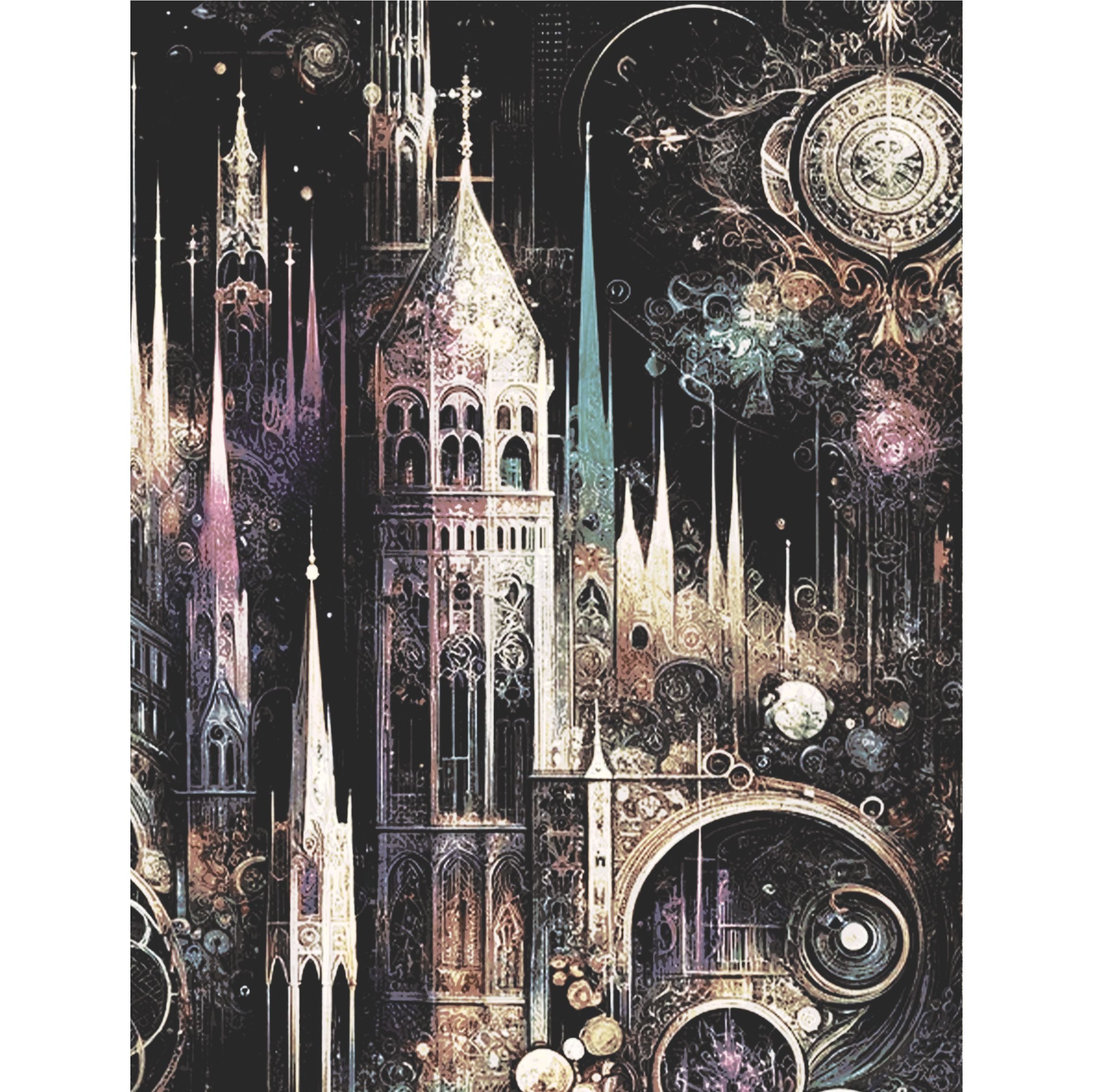 Gothic Spires Rice Paper, 20.32 x 26.67 cm - for Decoupage Scrapbooking Cards Crafts