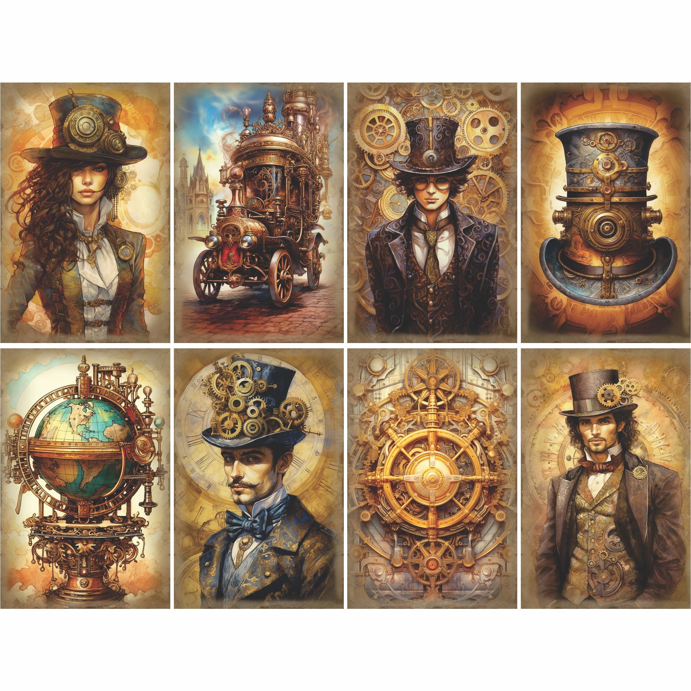 Steampunk Mulberry Rice Paper, 20.32 x 26.67 cm - for Decoupage Cards Crafts