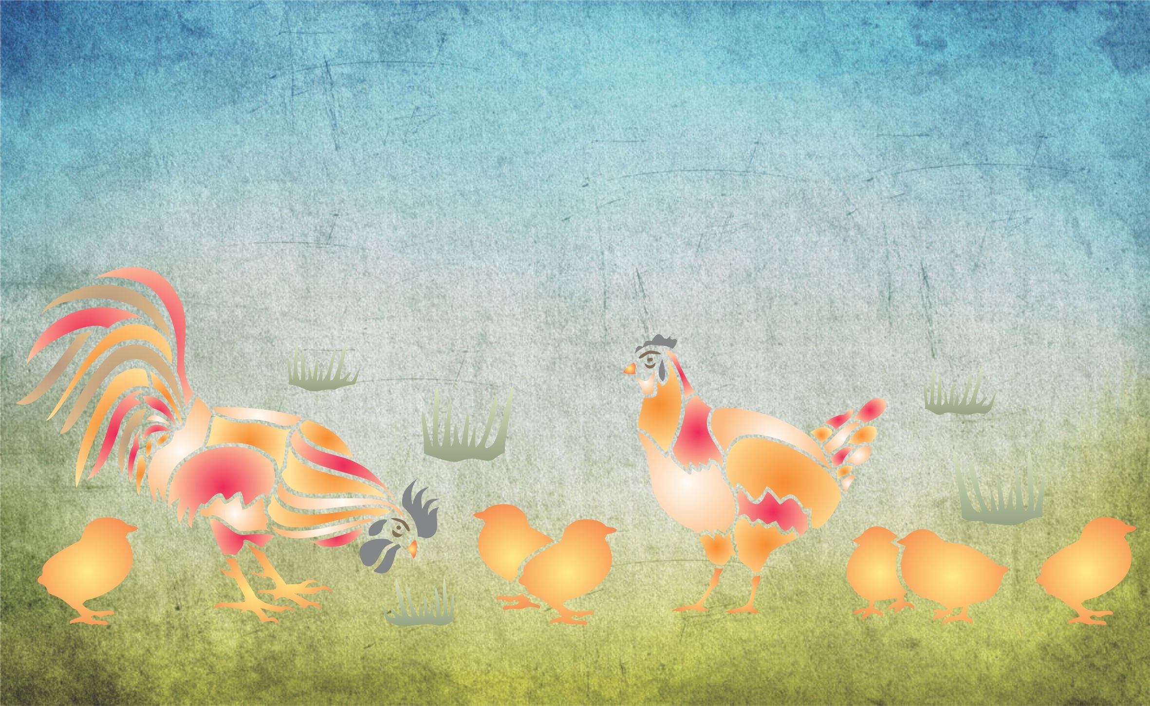 Chicken Stencil, 50.8 x 16.51 cm - Decorative Farm Animal Birds Border