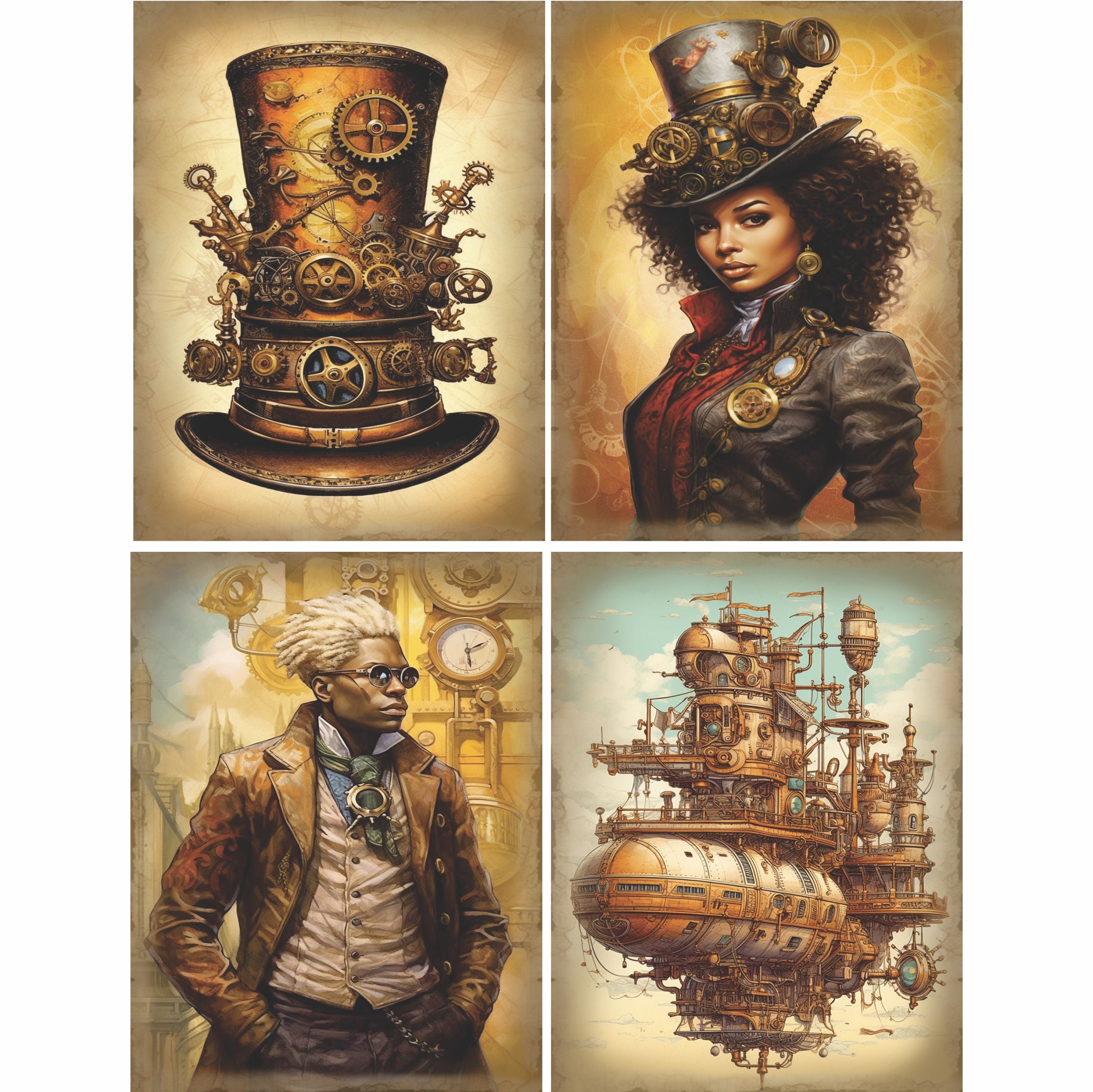 Steampunk Mulberry Rice Paper, 20.32 x 26.67 cm - for Decoupage Cards Crafts