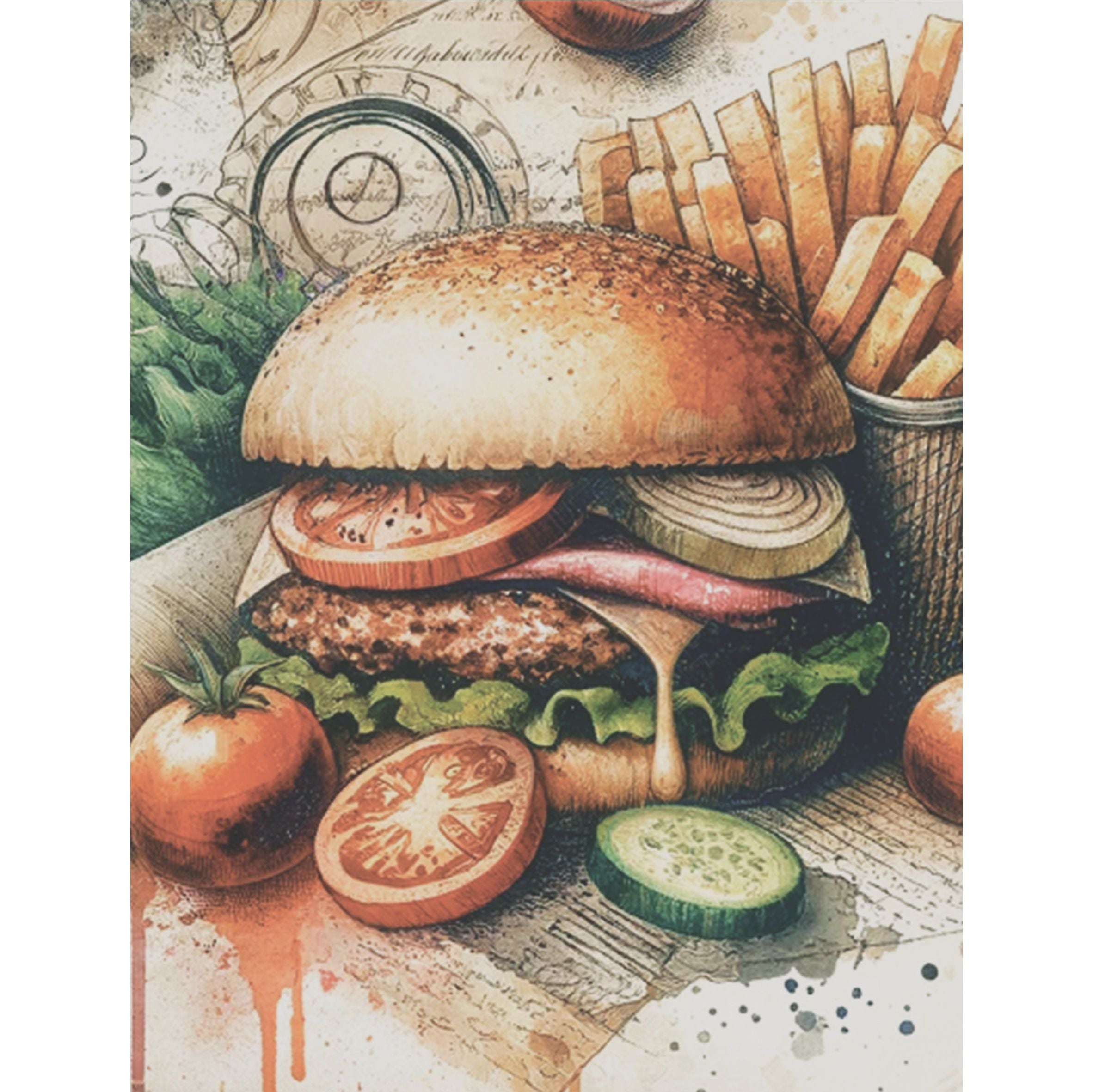 Burger Rice Paper, 20.32 x 26.67 cm - for Decoupage Scrapbooking Cards Crafts