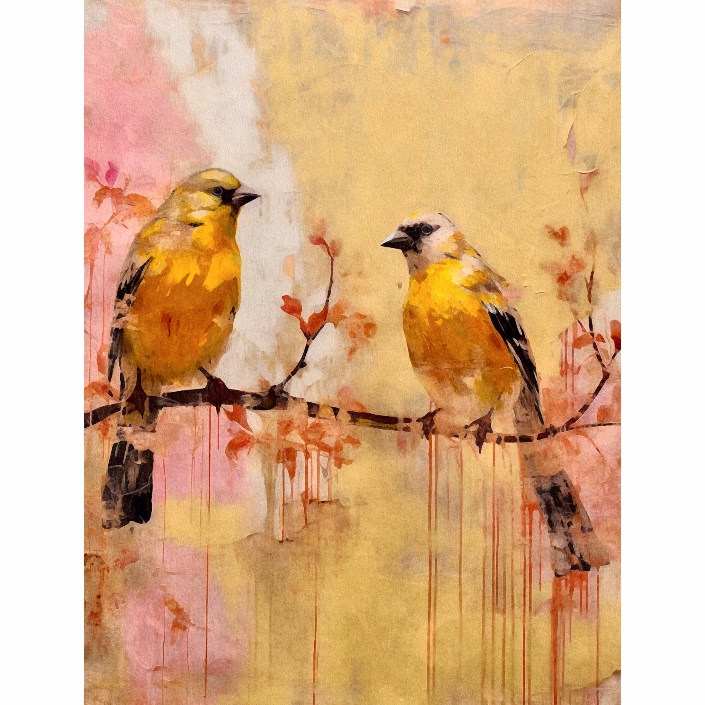 Distressed Birds Rice Paper- 6 Unique Printed Mulberry Paper Images 30gsm