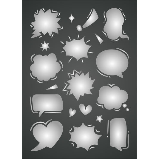 Speech Bubbles Layering Stencil, 11.43 x 16.51 cm - Speech Balloons Mask use to Add Texture