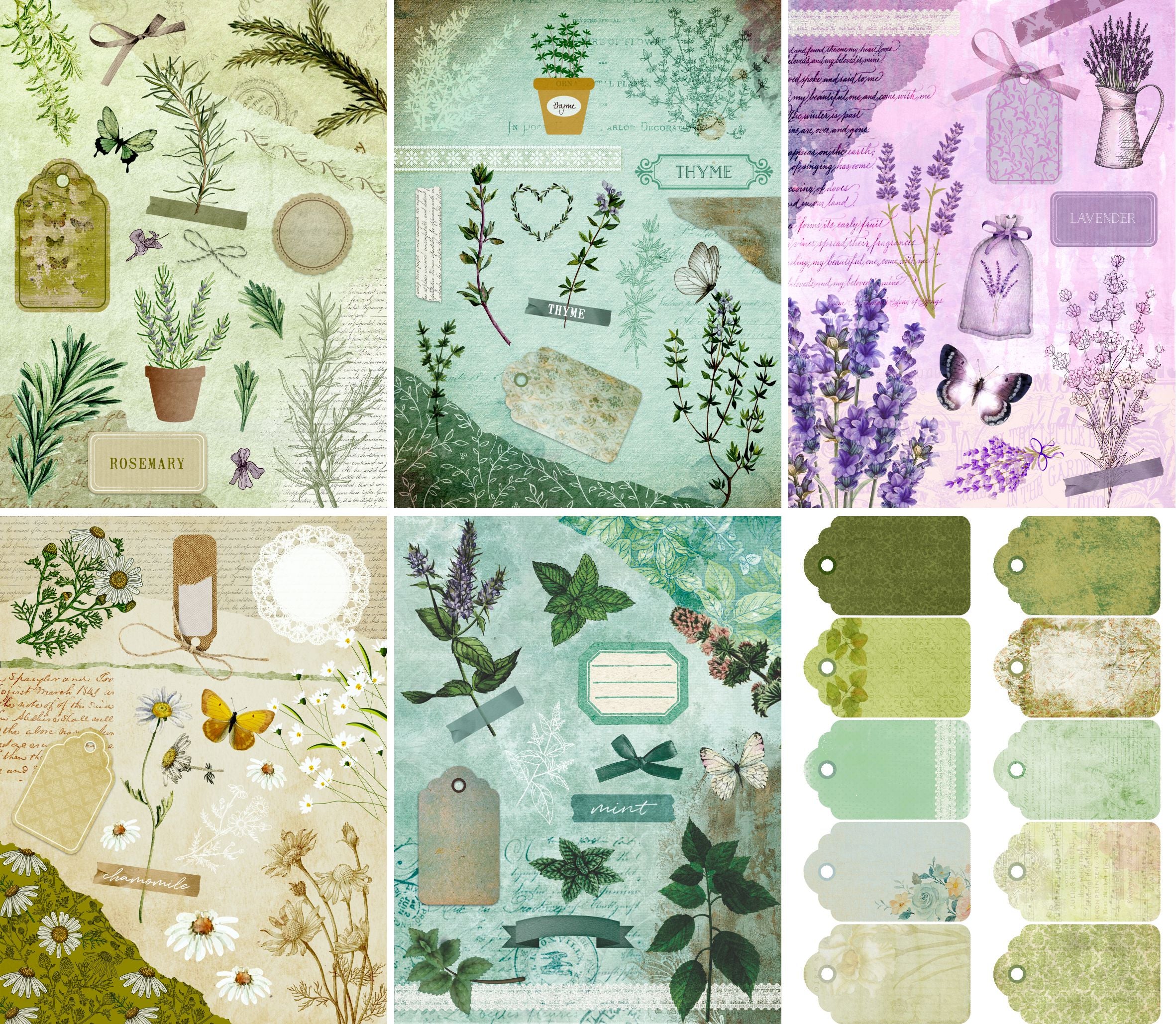 Herbs Decoupage Rice Paper, 20.32 x 26.67 cm - for Decoupage Scrapbooking Craft