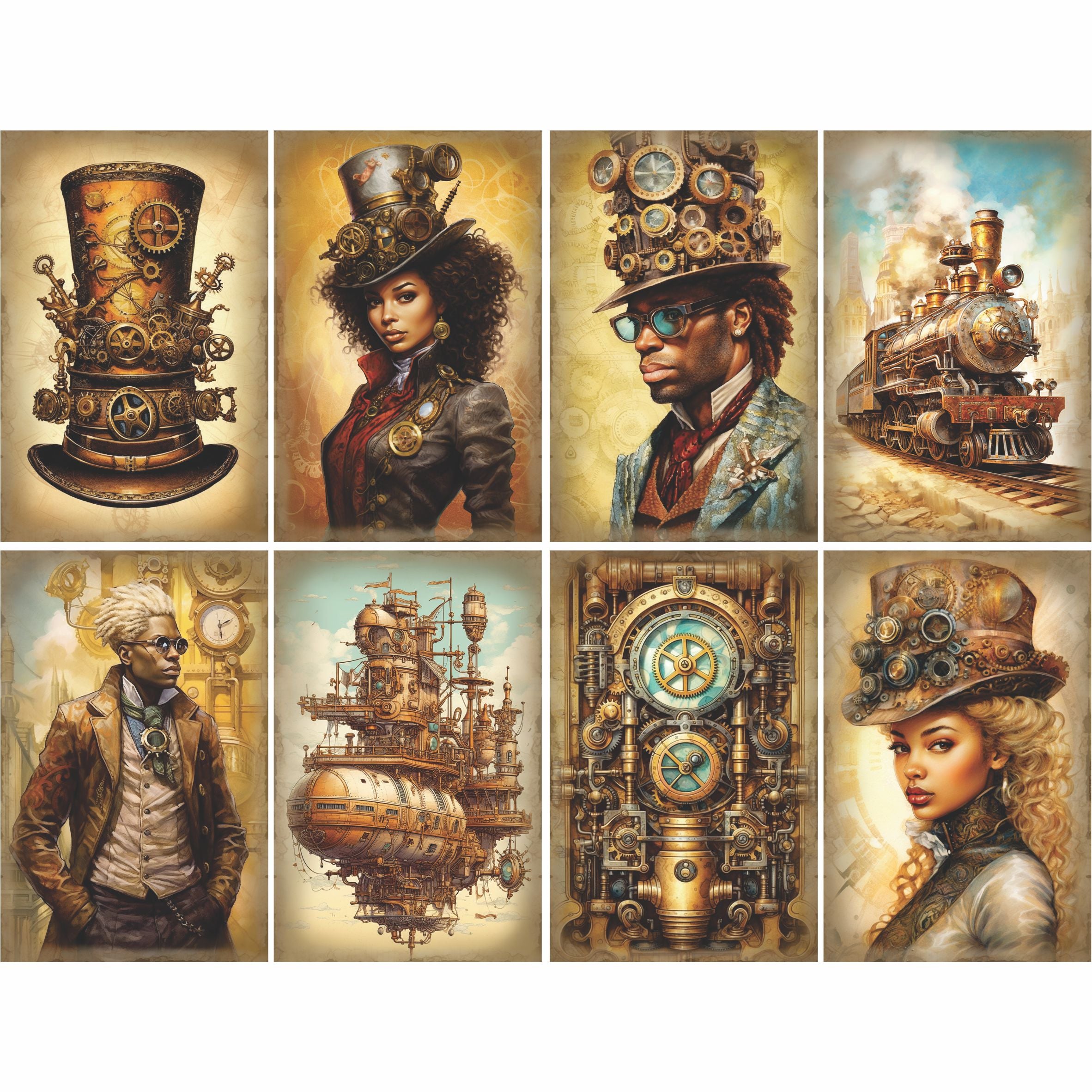 Steampunk Mulberry Rice Paper, 20.32 x 26.67 cm - for Decoupage Cards Crafts