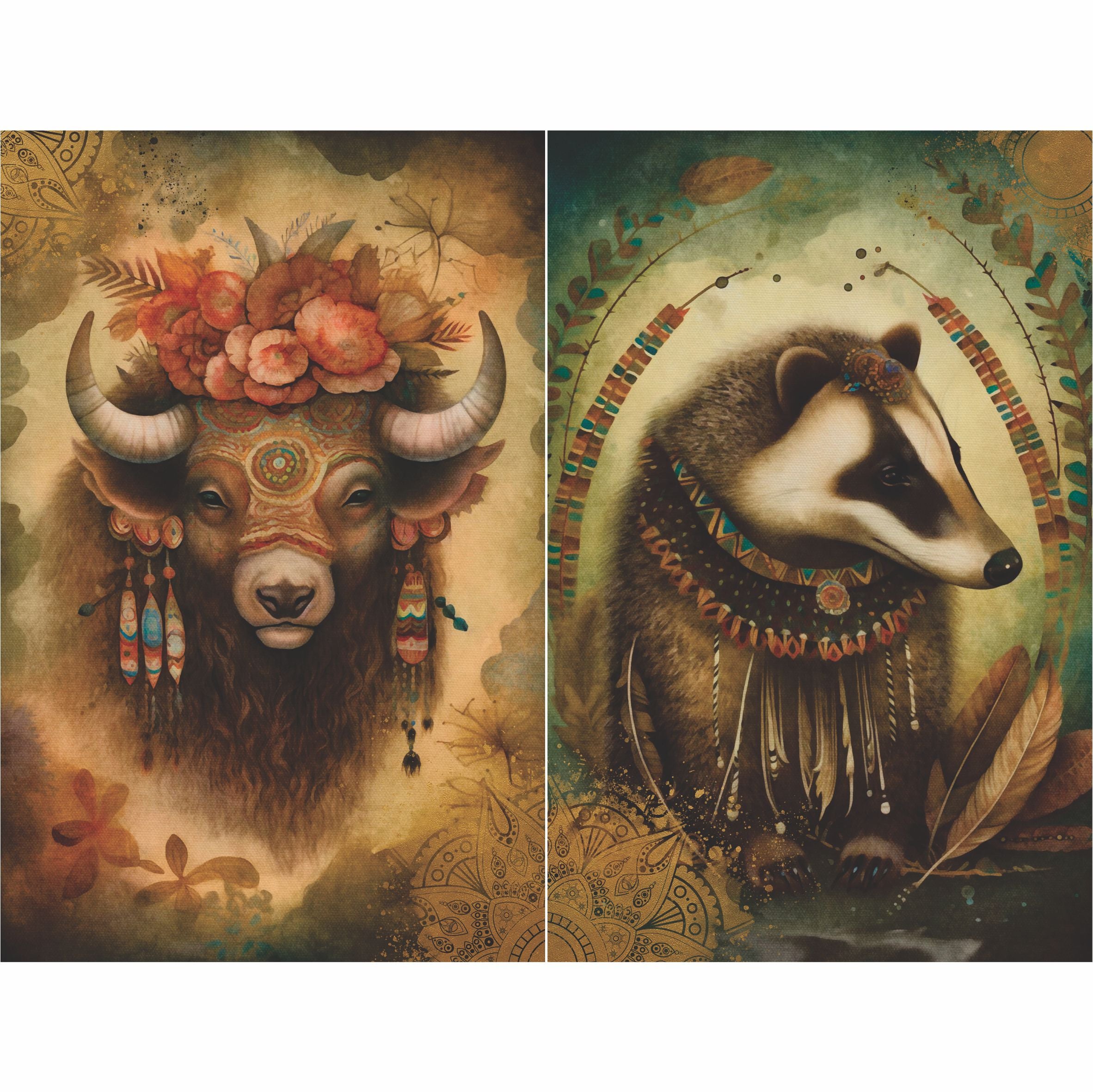 Bohemian Cards Rice Paper, 20.32 x 26.67 cm - Boho for Decoupage Furniture Crafts