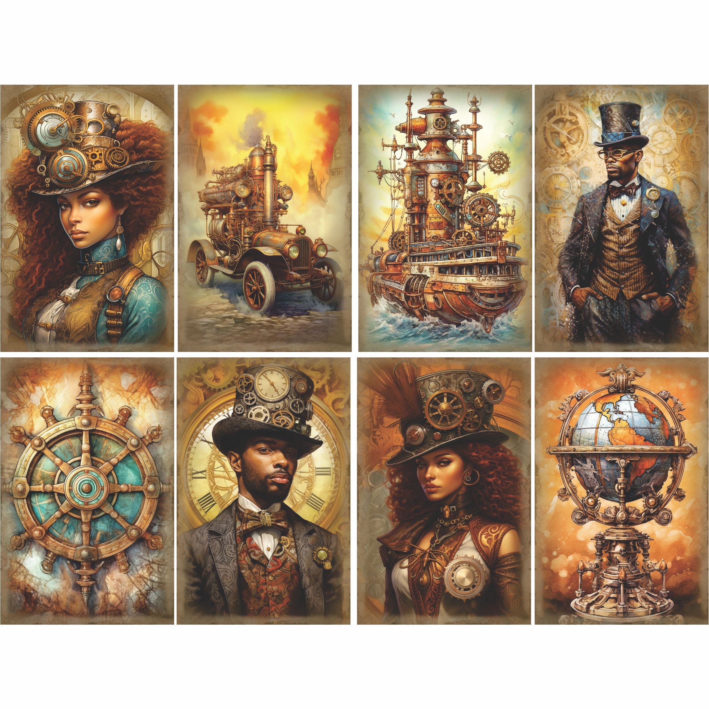 Steampunk Mulberry Rice Paper, 20.32 x 26.67 cm - for Decoupage Cards Crafts