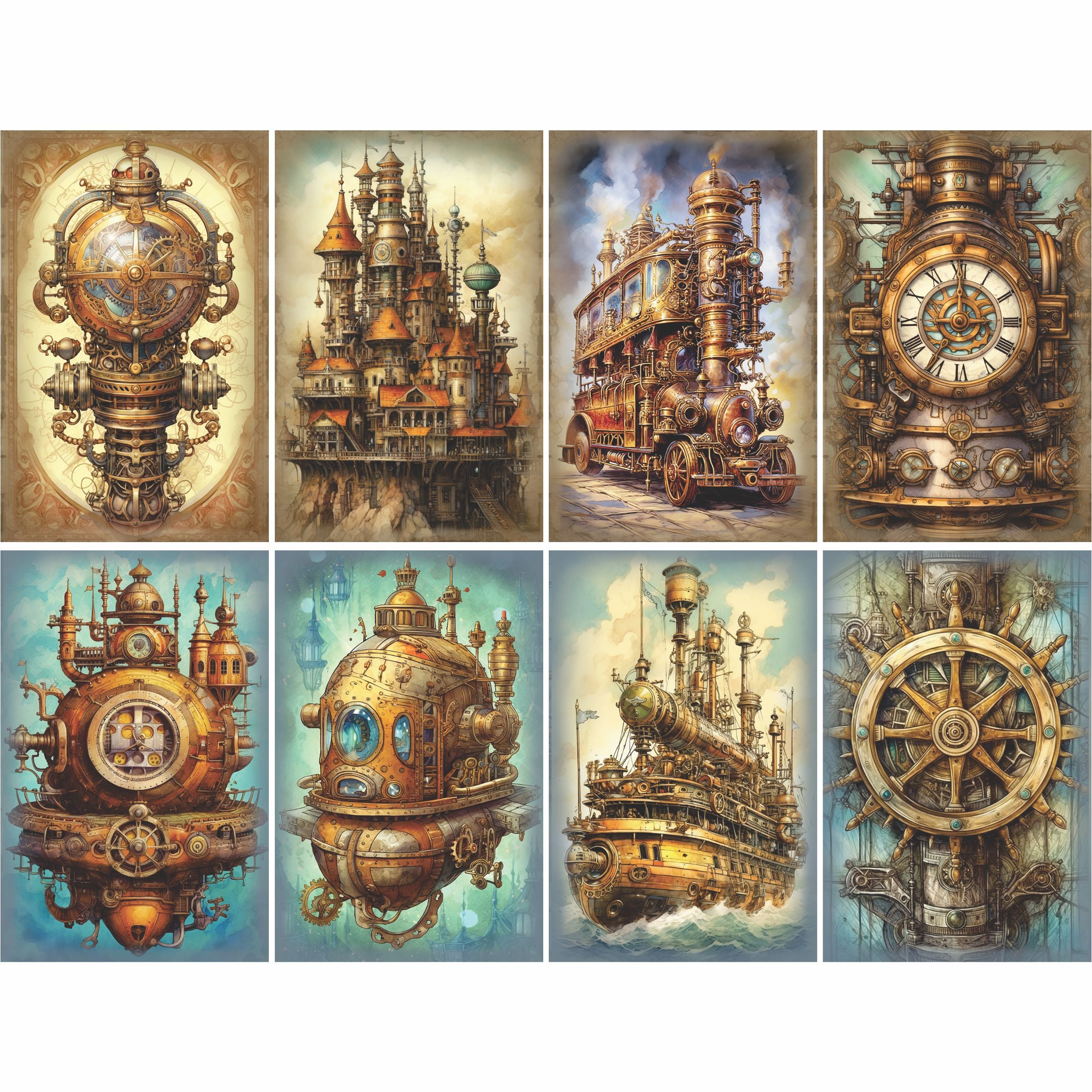 Steampunk Mulberry Rice Paper, 20.32 x 26.67 cm - for Decoupage Cards Crafts