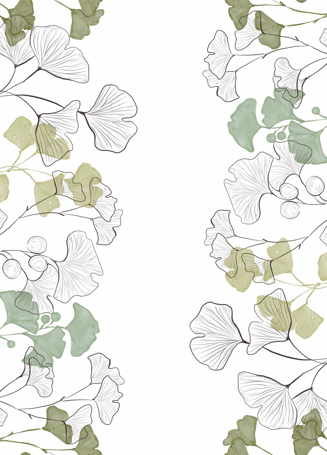 Ginkgo Border Rice Paper- 3 Sheets Printed Mulberry Paper Border 36gsm