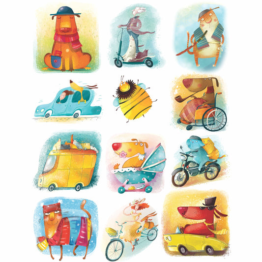Cartoon Animals Rice Paper, 20.32 x 26.67 cm - for Decoupage Furniture Crafts