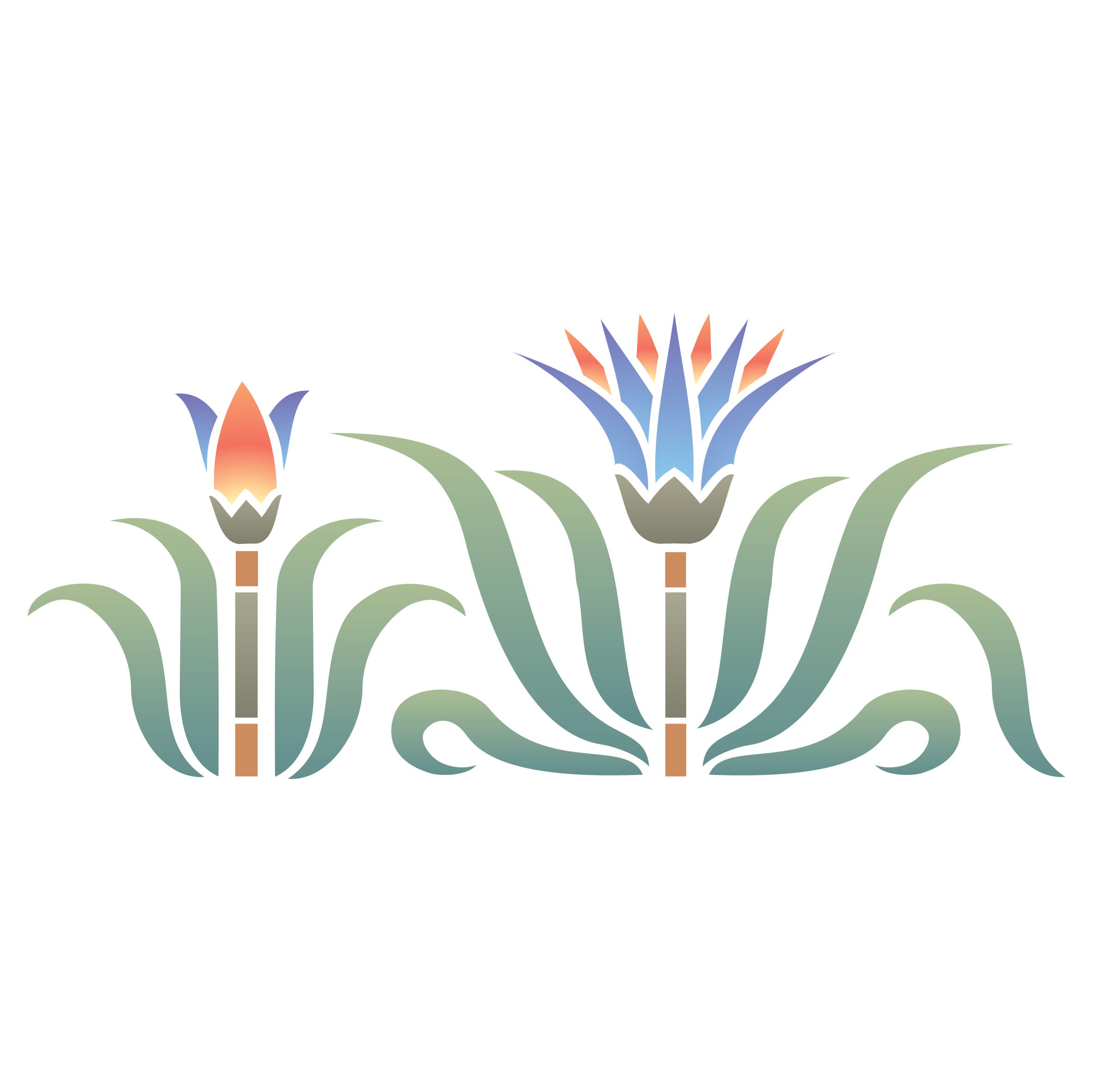 Egyptian Lotus Stencil, 25.4 x 11.43 cm - Classic Egyptian Border Flower Symbol