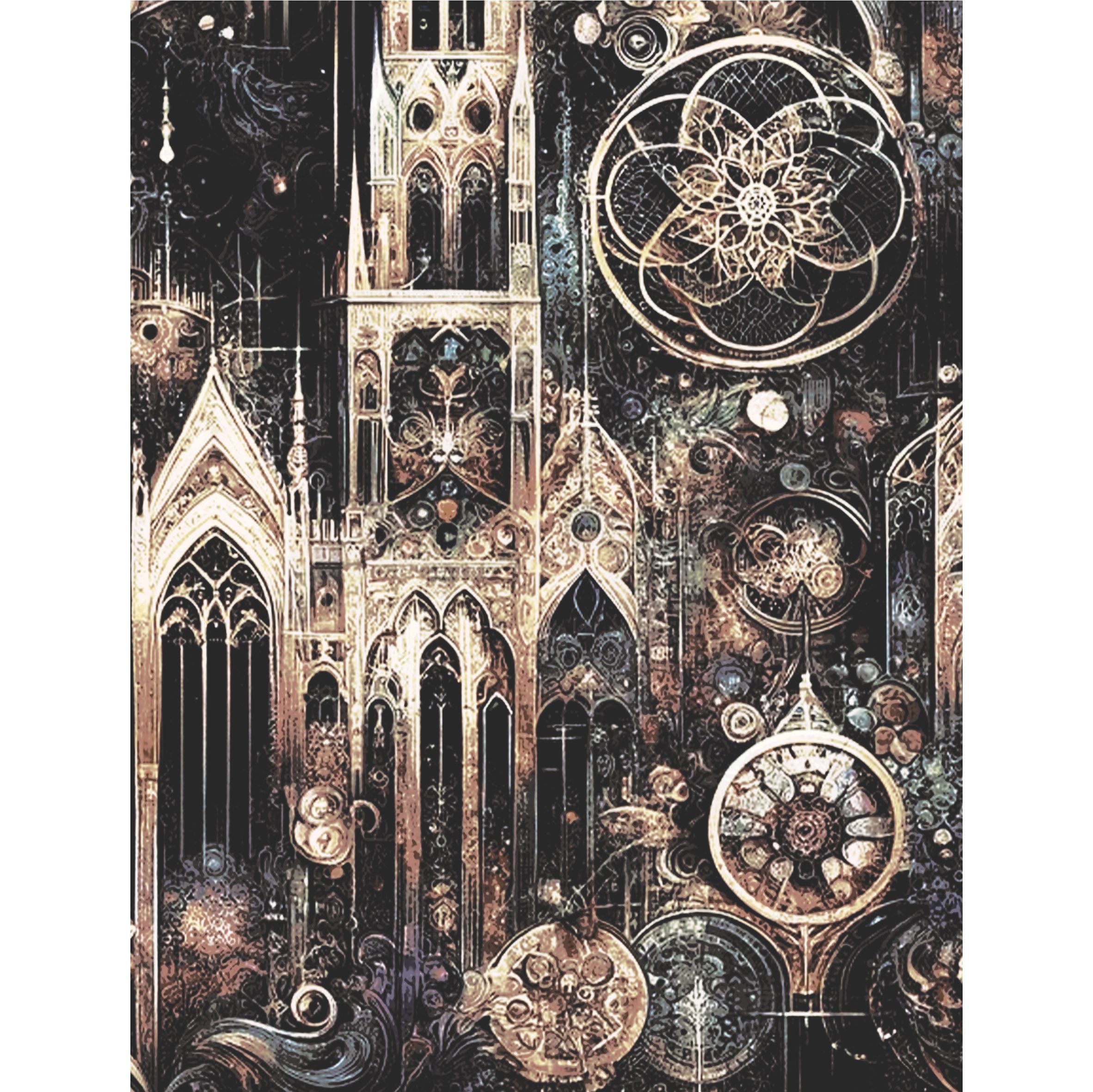Gothic Spires Rice Paper, 20.32 x 26.67 cm - for Decoupage Scrapbooking Cards Crafts