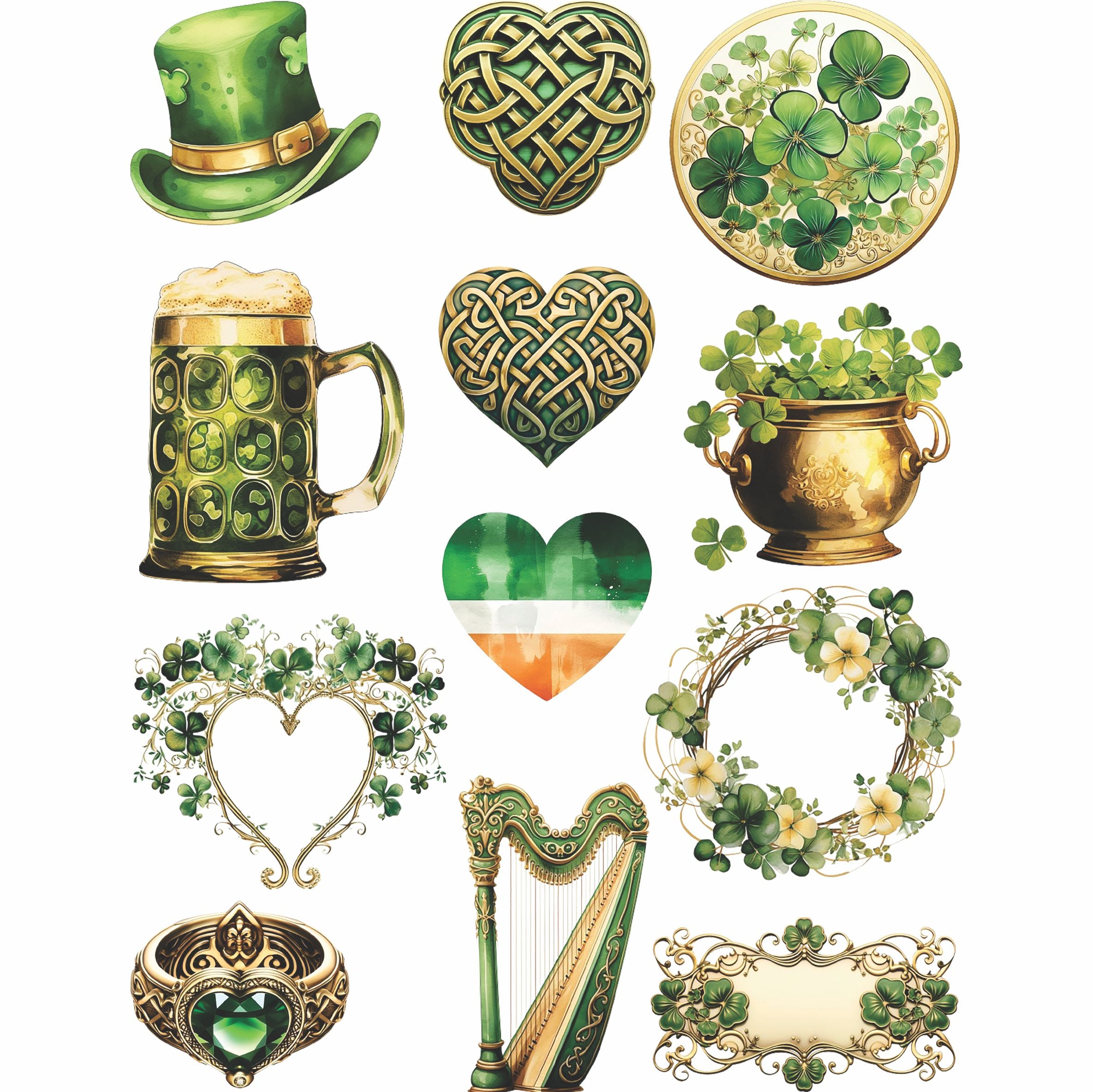 St Patricks Collection Rice Paper, 20.32 x 26.67 cm - for Decoupage Furniture Craft