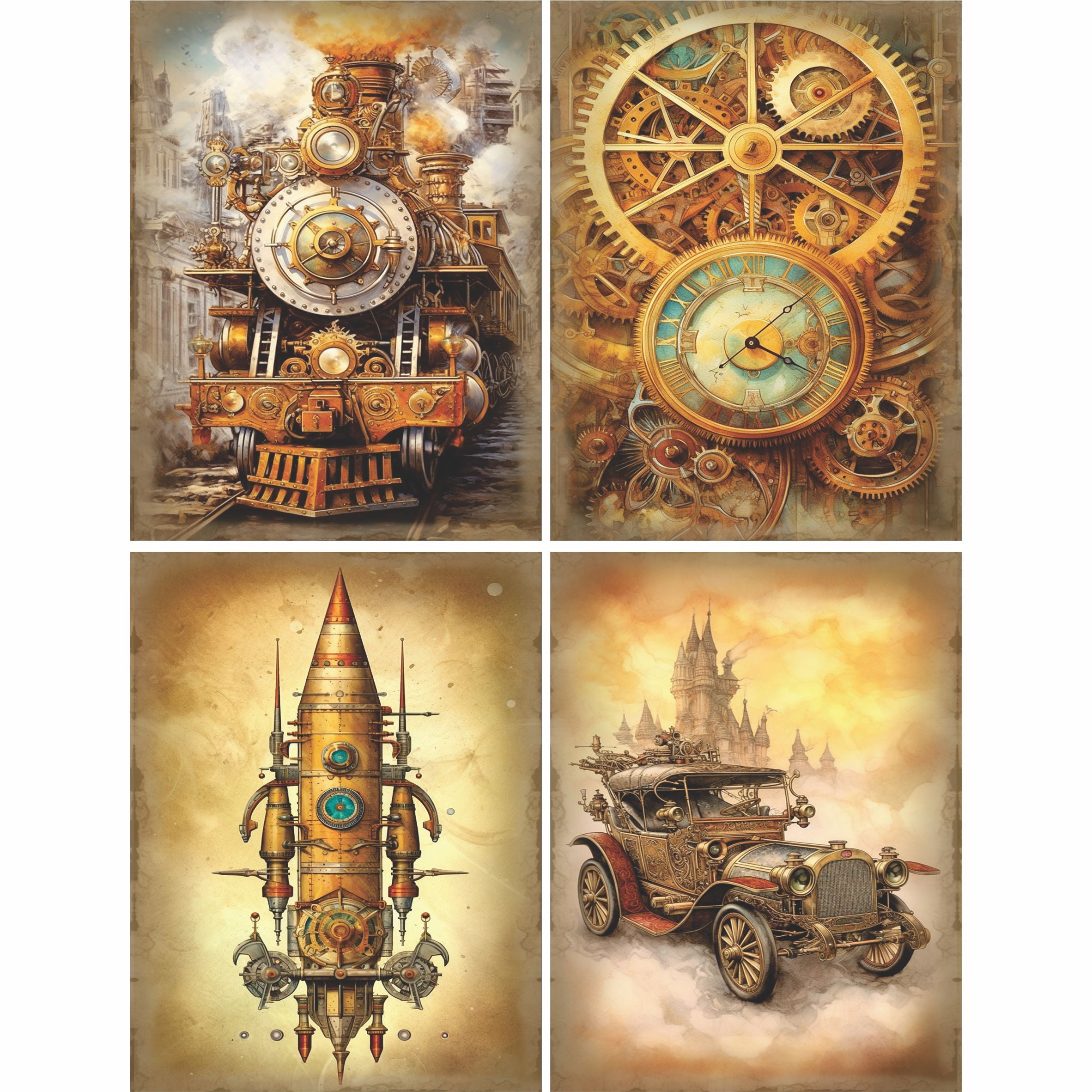 Steampunk Mulberry Rice Paper, 20.32 x 26.67 cm - for Decoupage Cards Crafts