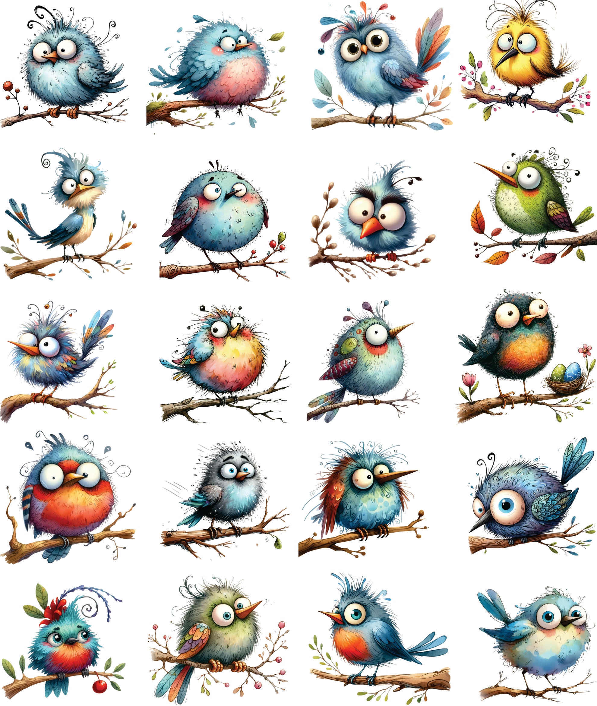 Big Eyed Birds Decoupage Rice Paper, 29.21 x 36.83 cm - for Journal Cards Crafts