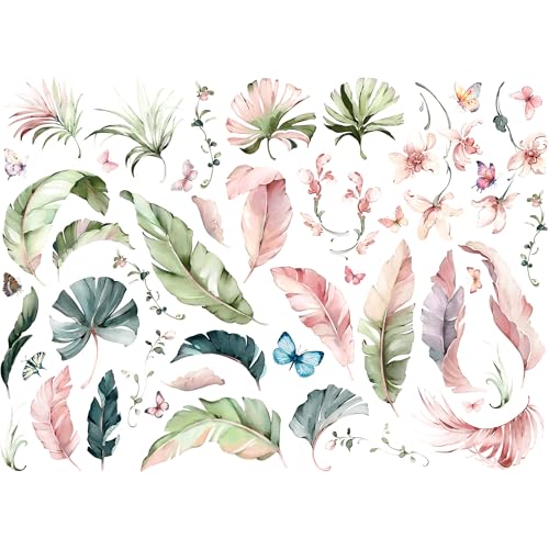 Tropical Leaves Rice Paper, 29.21 x 40.64 cm - for Decoupage Print Cards Crafts