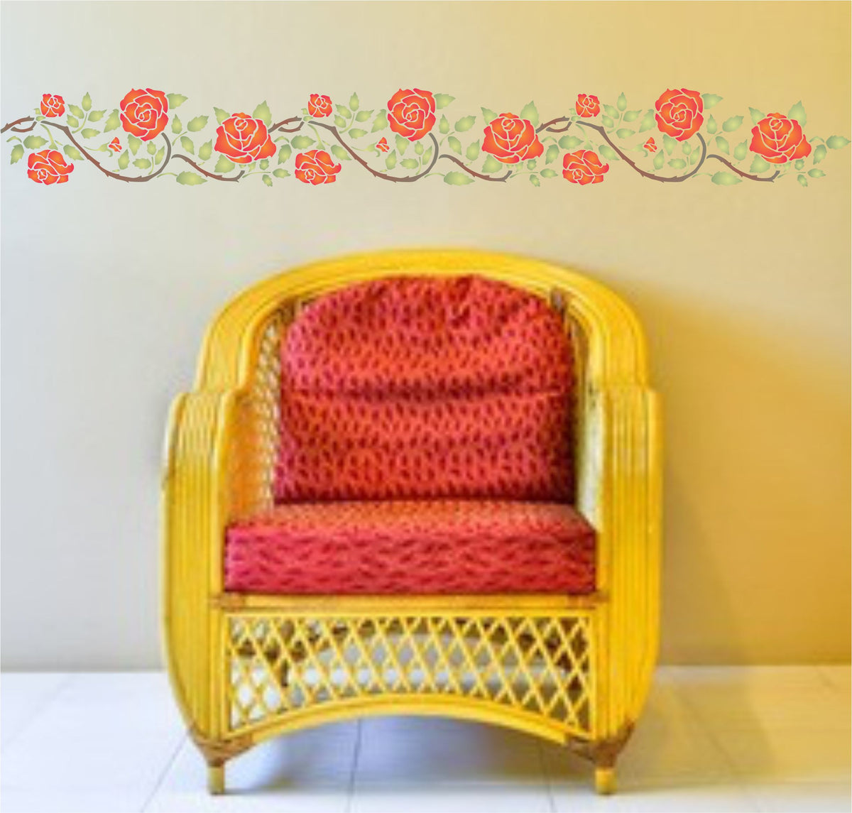 Rose Border Stencil, 36.83 x 11.43 cm - Classic Border Flower Rambling Rose