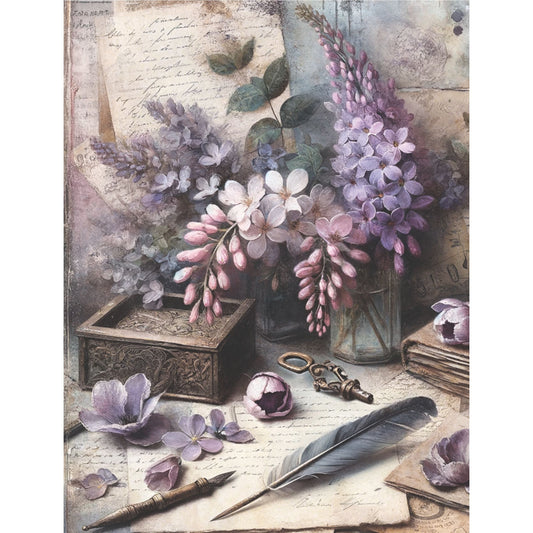 Wisteria Rice Paper, 20.32 x 26.67 cm - for Decoupage Scrapbooking Cards Crafts