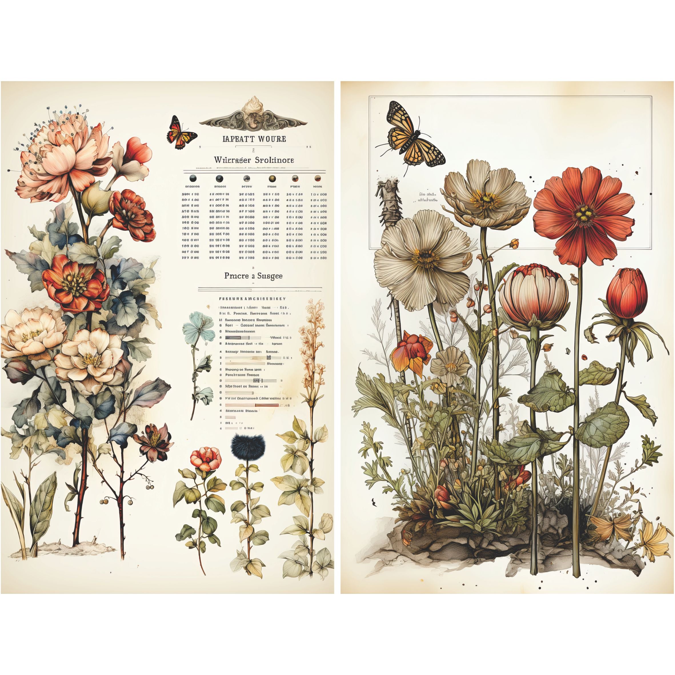 Botanical Decoupage Rice Paper, 20.32 x 26.67 cm - for Decoupage Scrapbooking Crafts