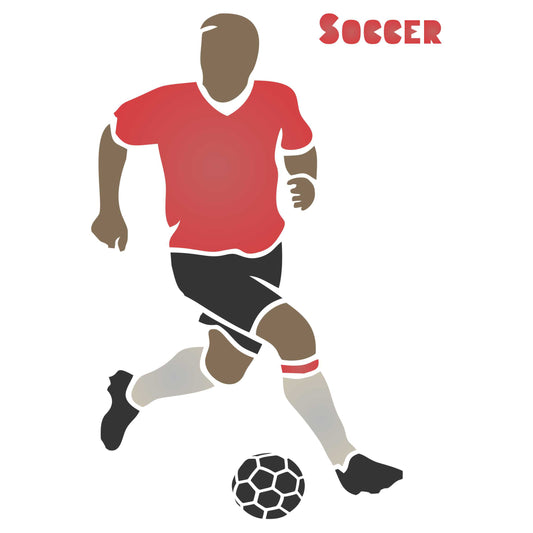Soccer Stencil - Athlete UK Football Soccer Player Ball Word Quote