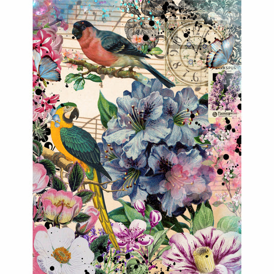 Collage Media Rice Paper- 6 x Different Printed Mulberry Paper Images 30gsm