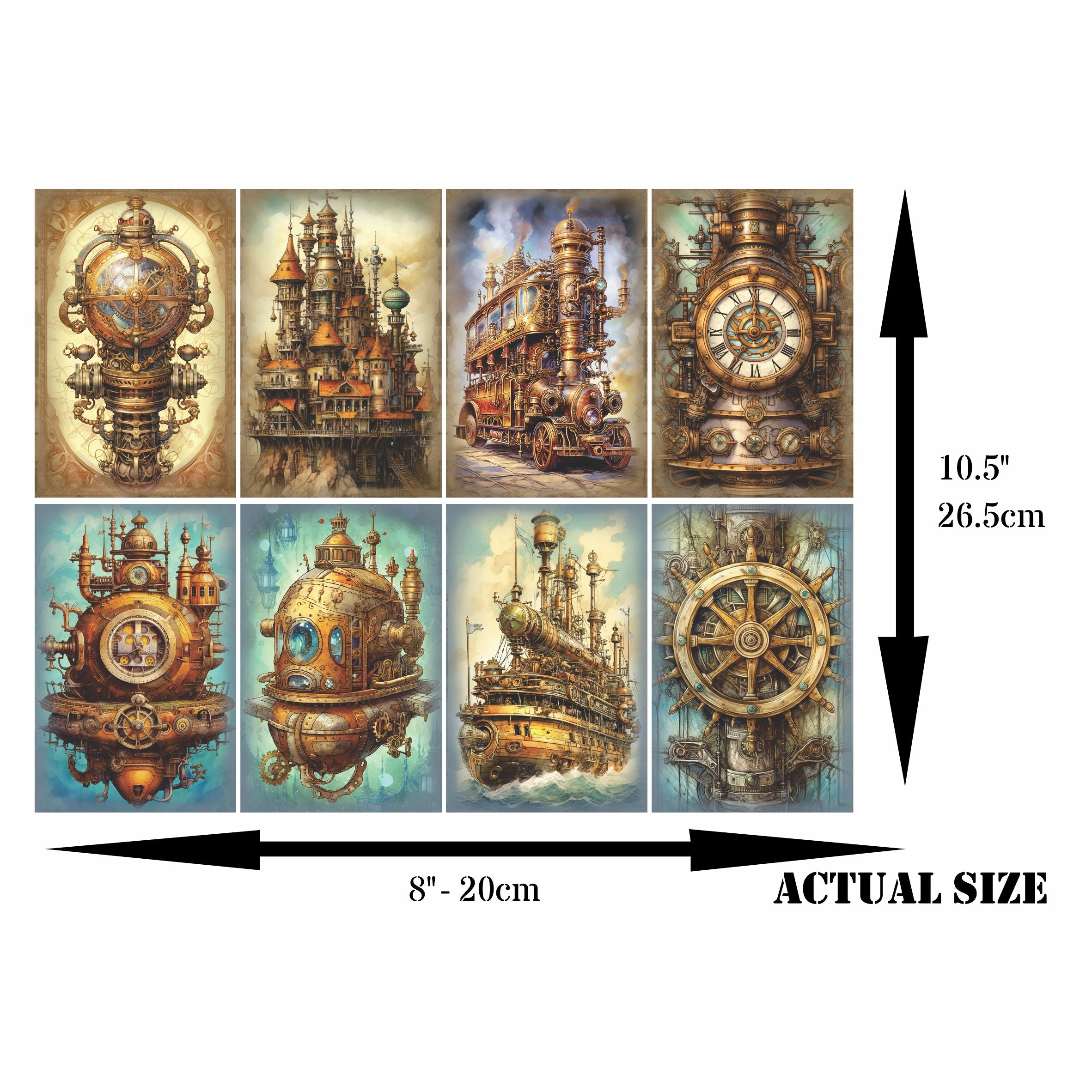 Steampunk Mulberry Rice Paper, 20.32 x 26.67 cm - for Decoupage Cards Crafts