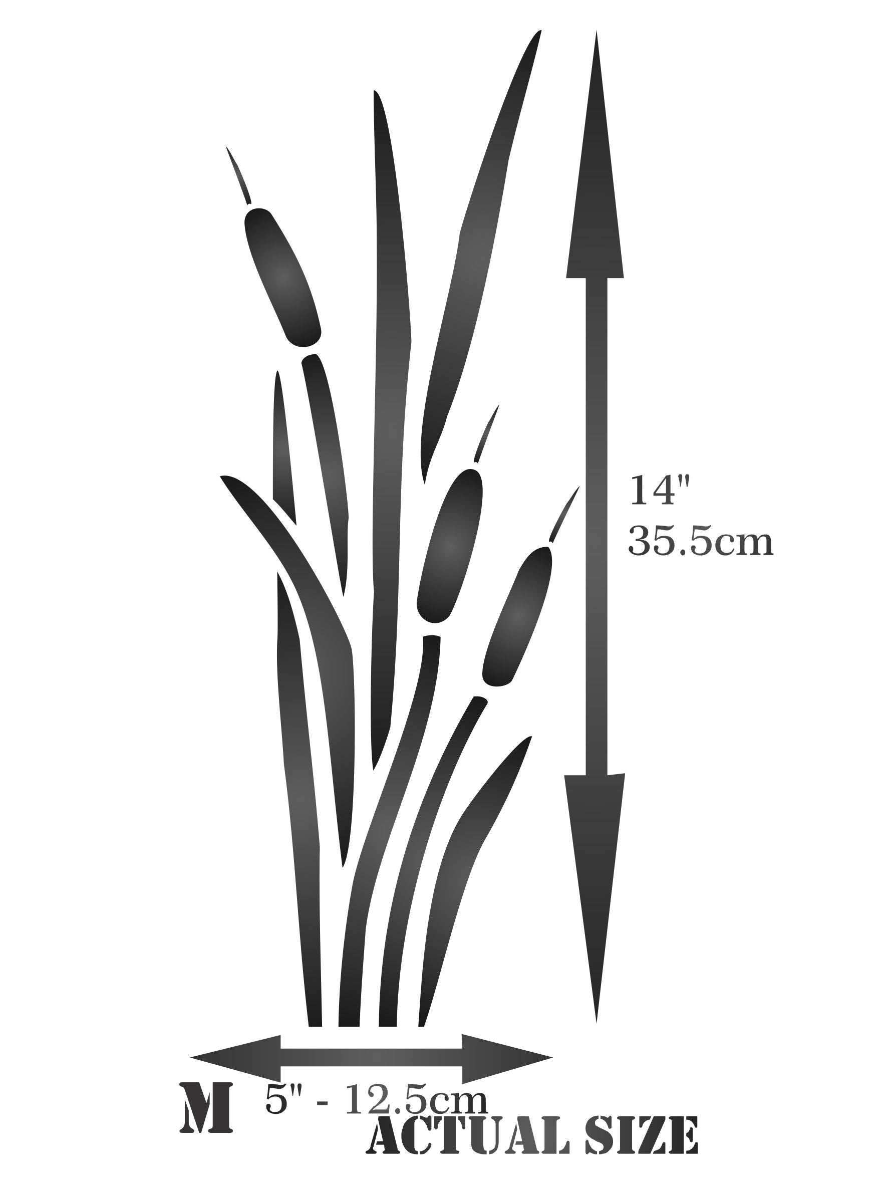 Cattails Stencil, 7.62 x 21.59 cm - Marsh Bulrush Sedge Decor