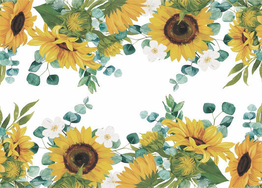 Sunflower Border Rice Paper, 29.21 x 40.64 cm - 3 sheets Printed Mulberry Paper Border Images 36gsm Visible Fibres for Decoupage Furniture Renovation Crafts