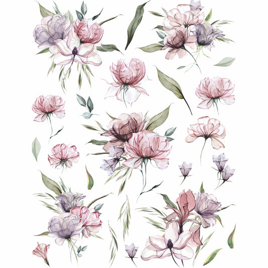 Transparent Flowers Rice Paper, 20.32 x 26.67 cm - for Decoupage Furniture Crafts