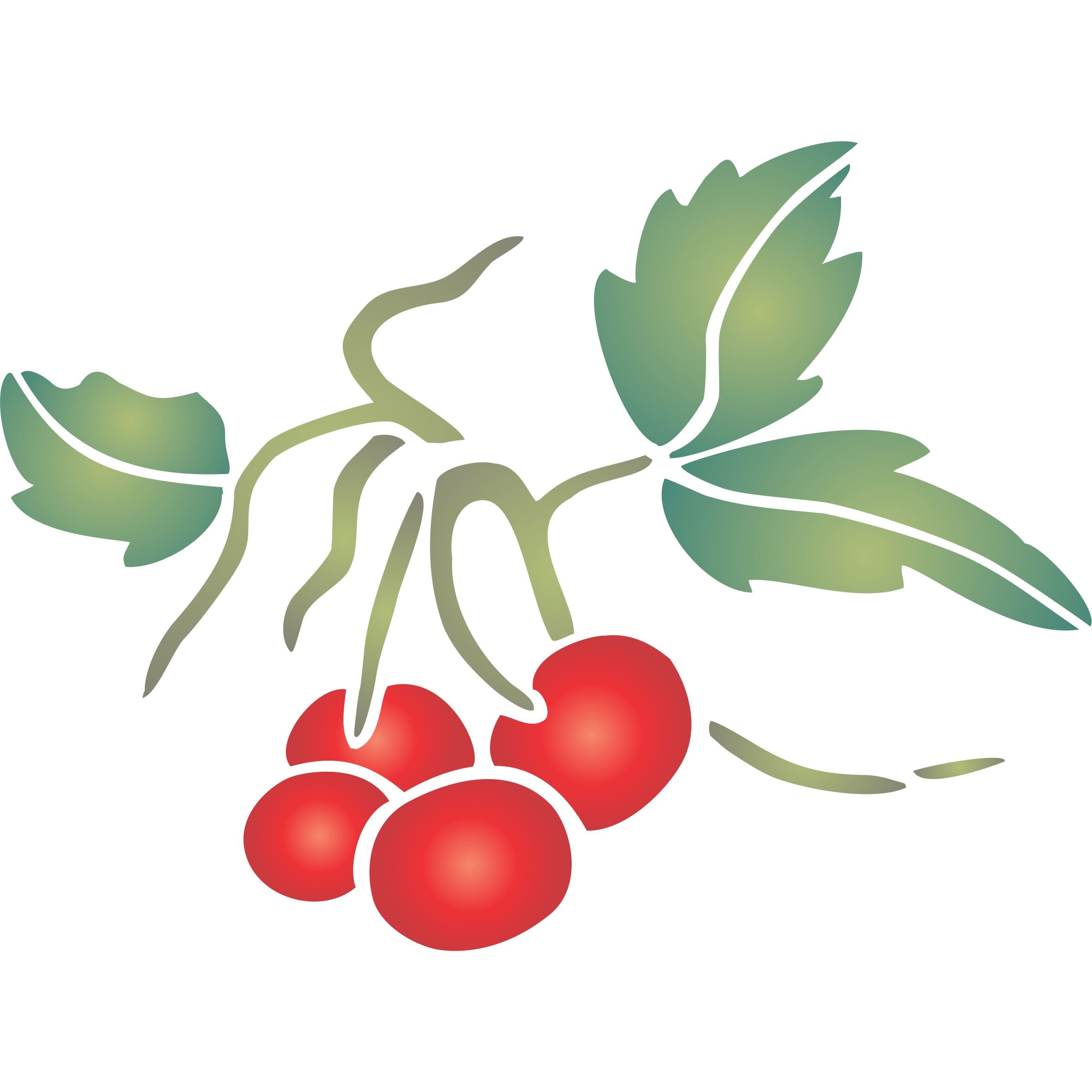 Cherry Stencil, 15.24 x 11.43 cm - Classic Fruit Red Cherry