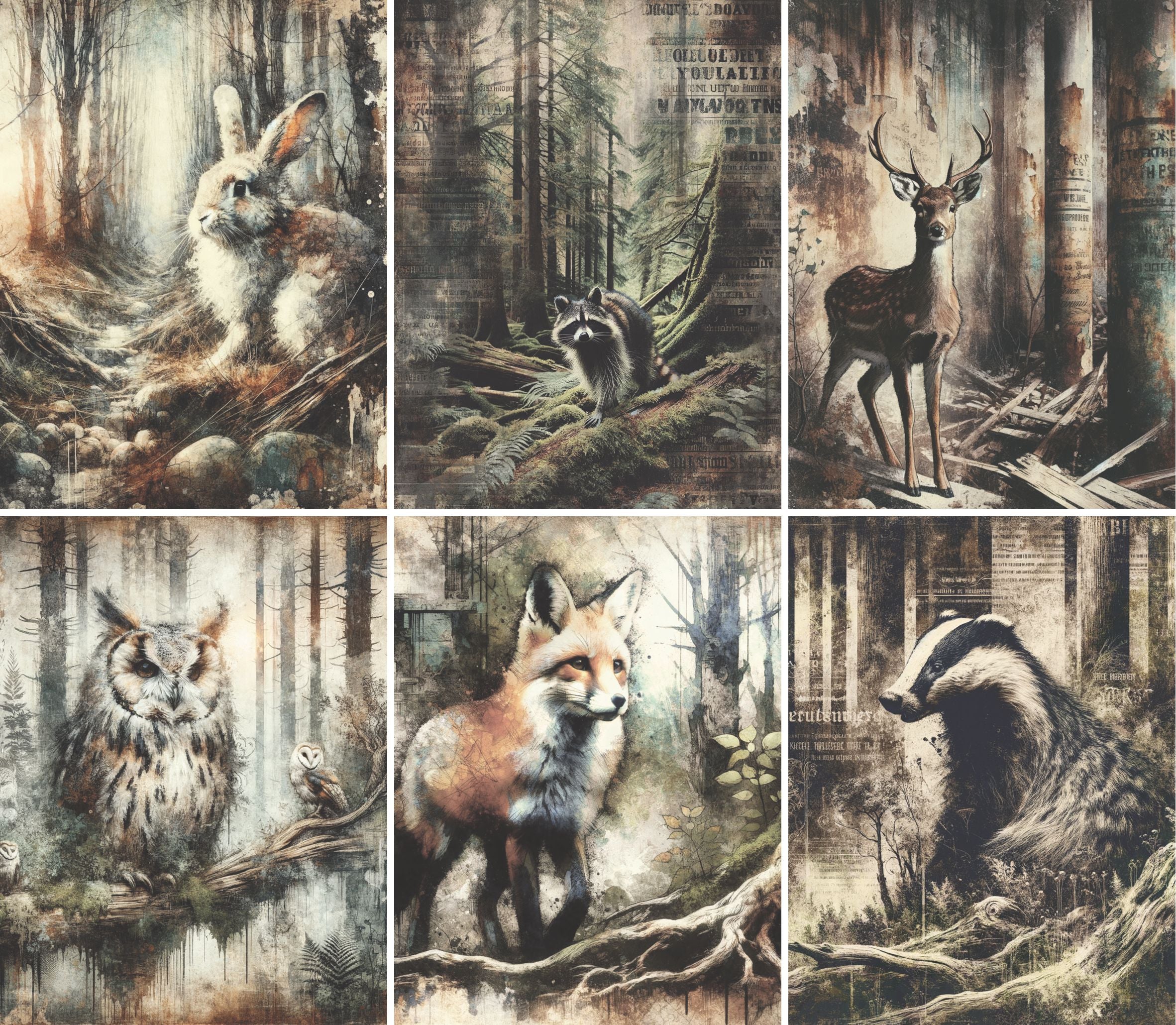 Forest Animals Rice Paper, 20.32 x 26.67 cm - for Decoupage Scrapbooking Cards Crafts