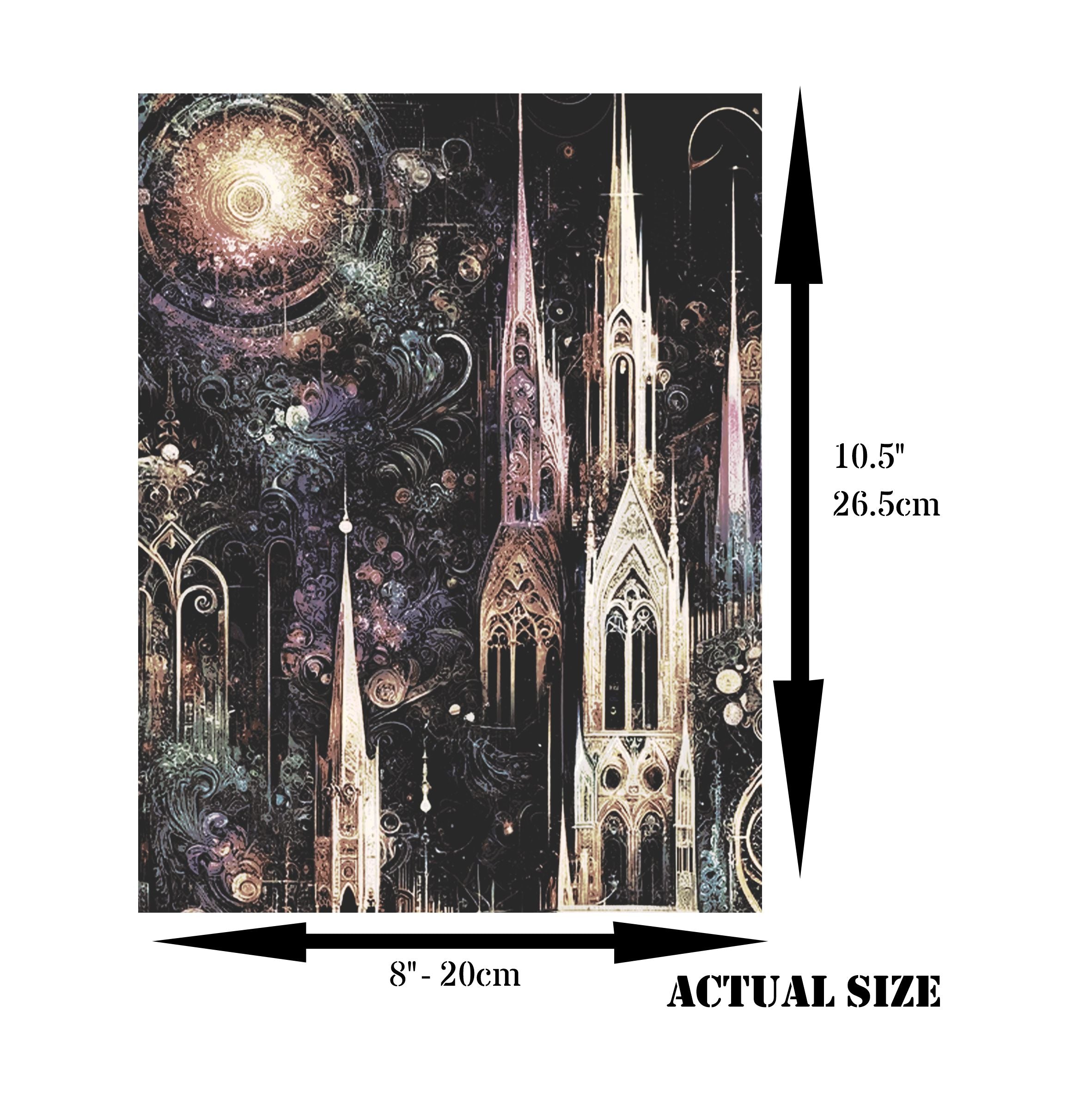 Gothic Spires Rice Paper, 20.32 x 26.67 cm - for Decoupage Scrapbooking Cards Crafts