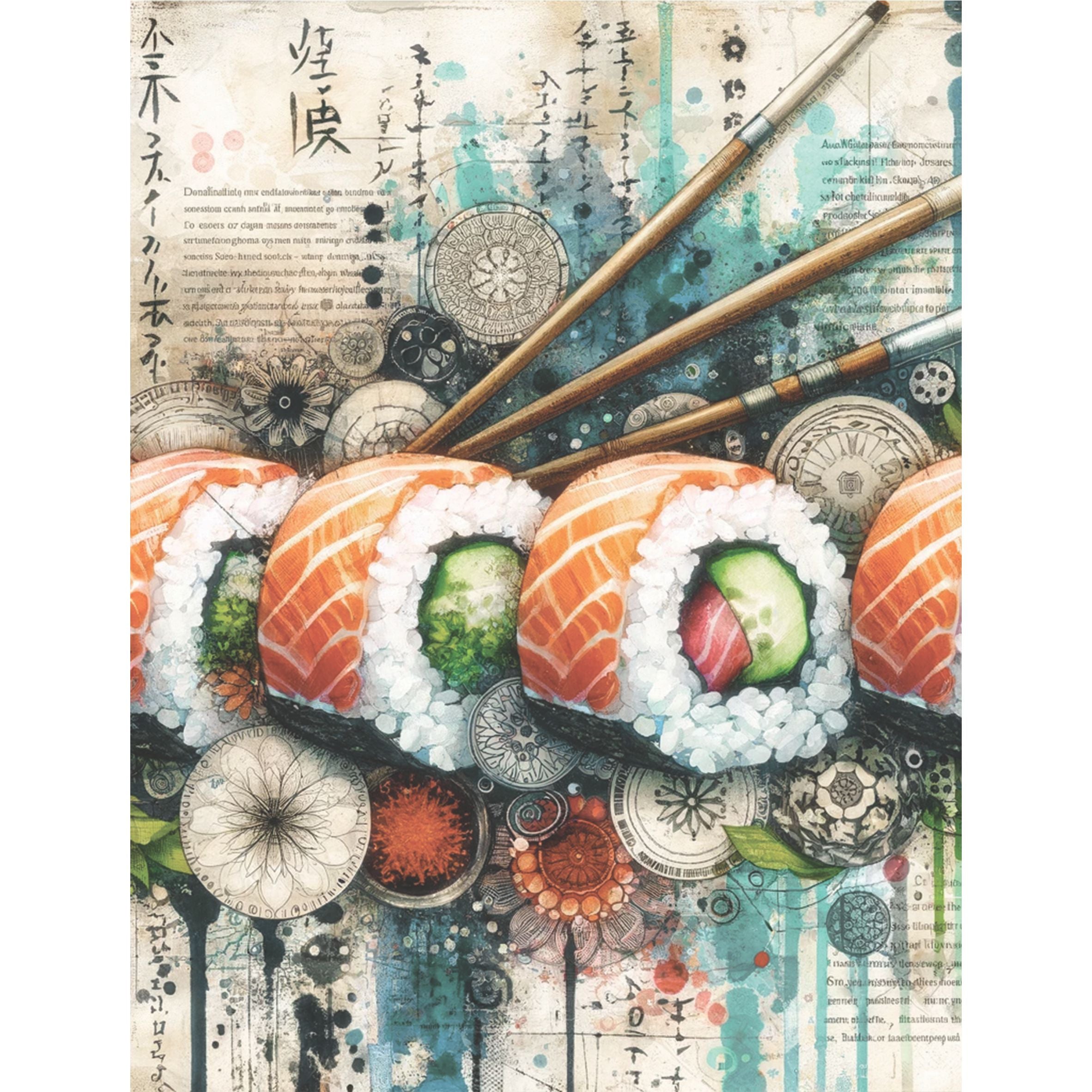 Sushi Rice Paper, 20.32 x 26.67 cm - for Decoupage Scrapbooking Cards Crafts