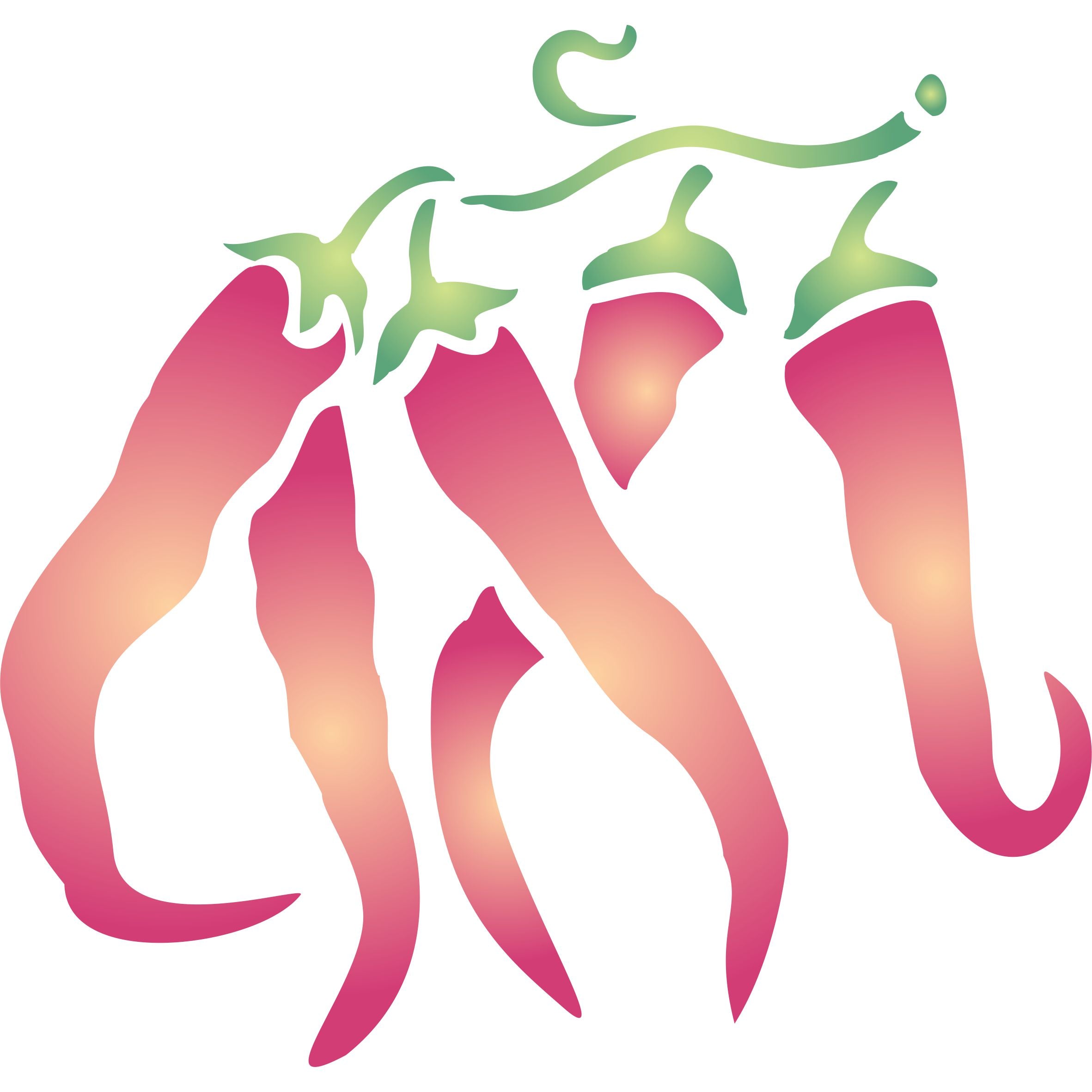 Chili Pepper Stencil, 11.43 x 11.43 cm - Classic Vegetable Chilli