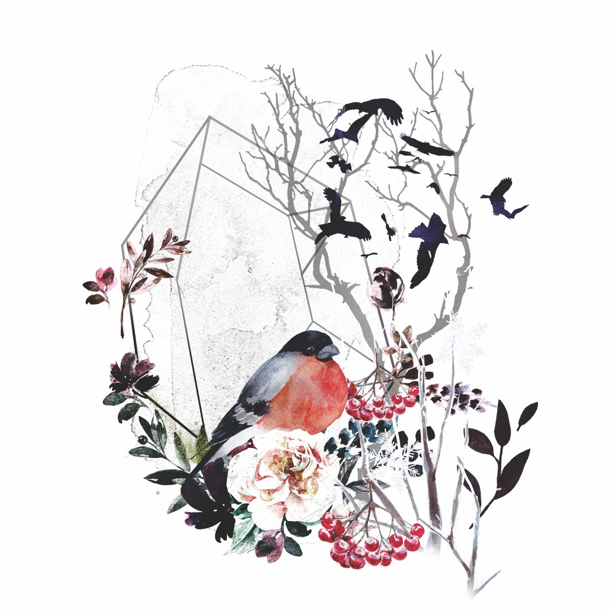 Winter Overlay Rice Paper, 20.32 x 26.67 cm - 6 x Different Printed Mulberry Paper Images 30gsm Visible Fibres for Decoupage Crafts Mixed Media Collage Art