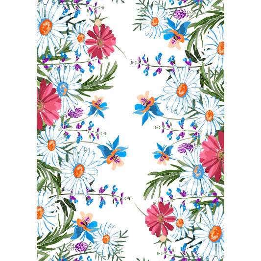Daisy Border Rice Paper- 7 Sheets Printed Mulberry Paper Border 36gsm