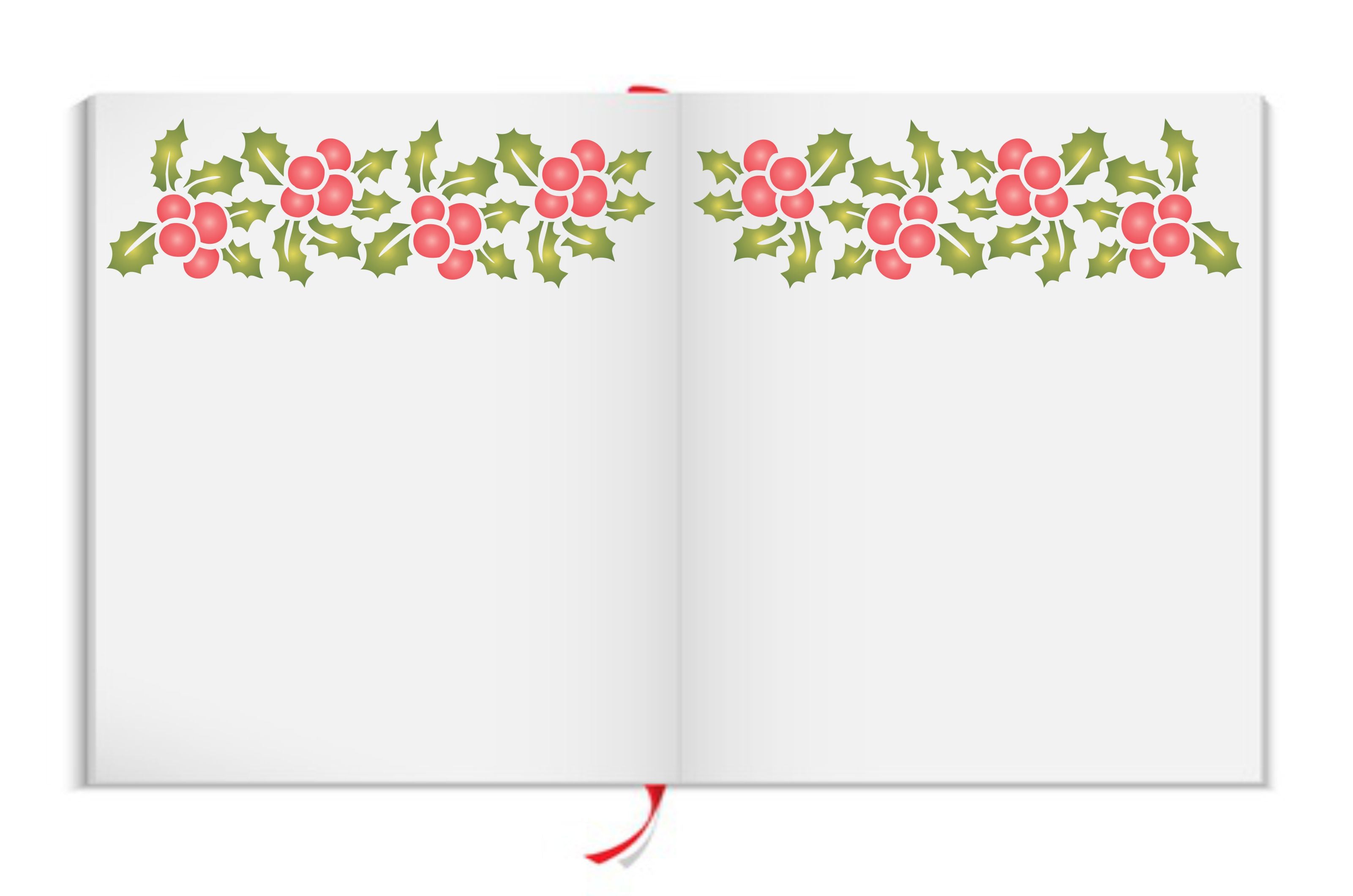 Christmas Holly Stencil, 17.78 x 5.72 cm - Holly Leaf Berry Border Christmas