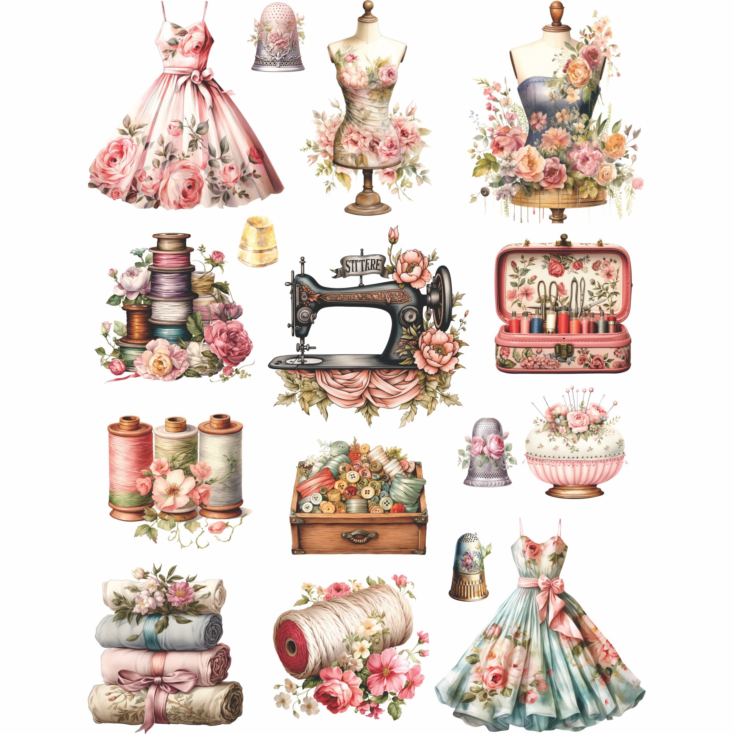 Victorian Sewing Rice Paper, 20.32 x 26.67 cm - for Decoupage Furniture Crafts